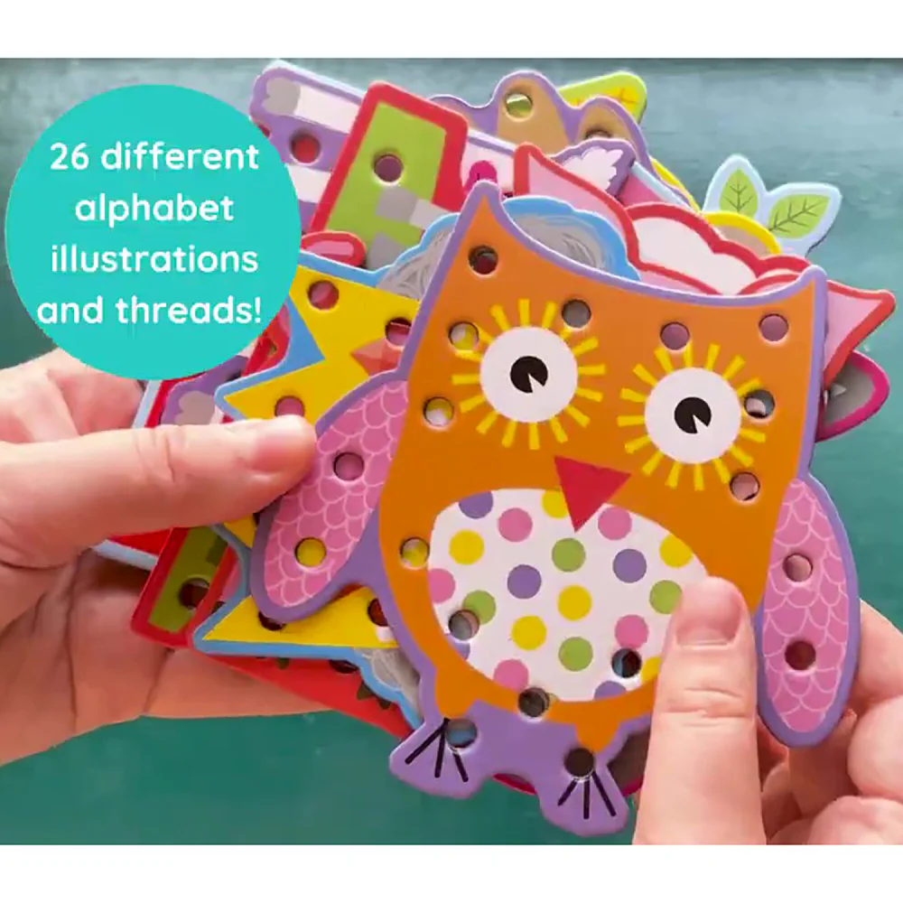 Buddy & Barney Alphabet Lacing Cards - Educational Threading Set - 52pc - Image 3