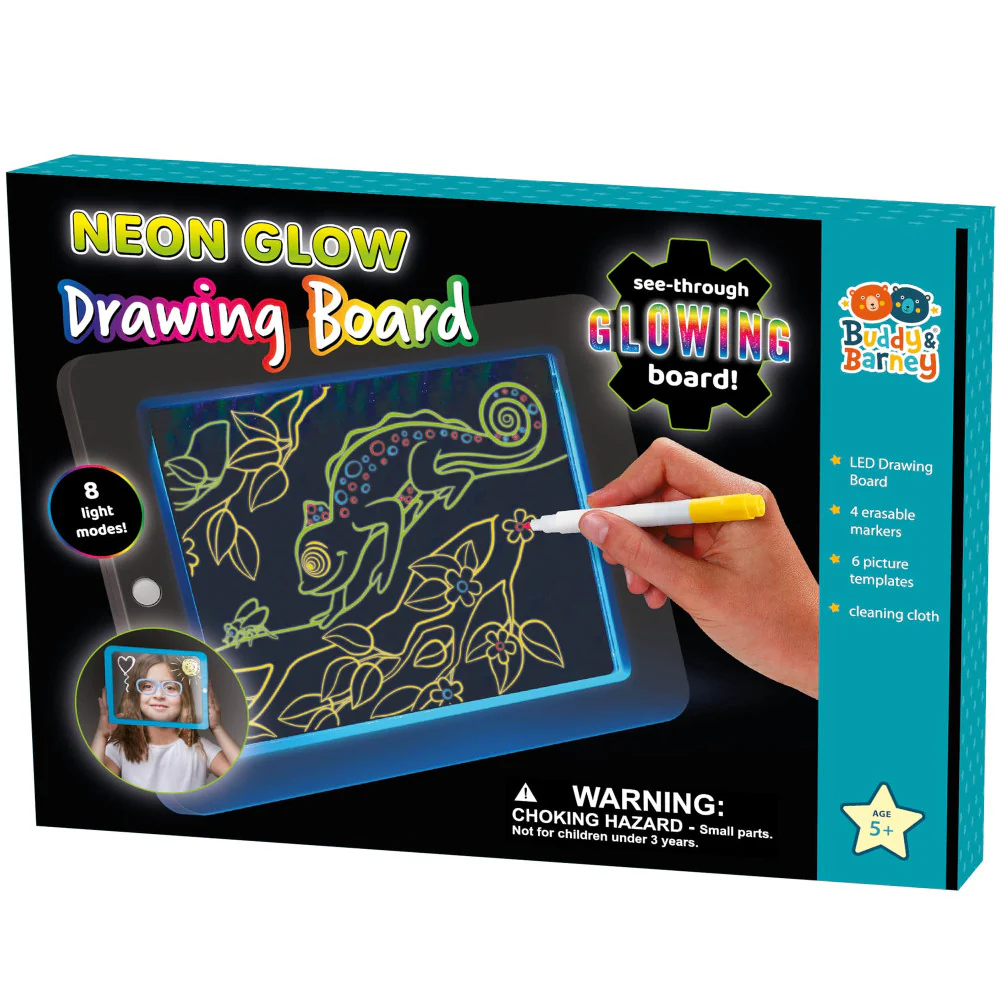 Buddy & Barney Artistic Neon Glow Drawing Board Kit - Image 3