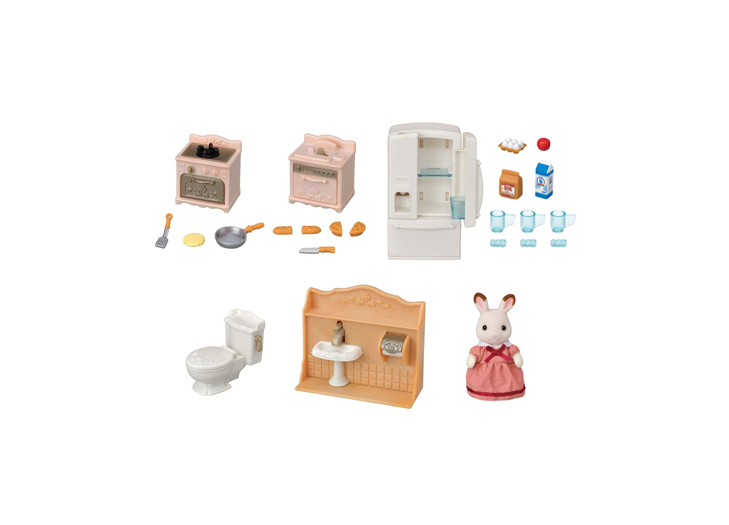 Calico Critters Playful Starter Furniture Set with Rabbit Mother & Interactive Features