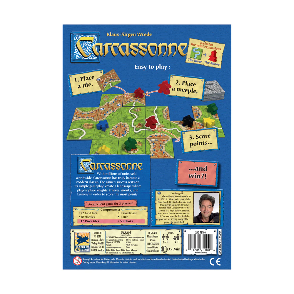 Carcassonne Strategy Board Game with The River and The Abbot Expansions - Image 2