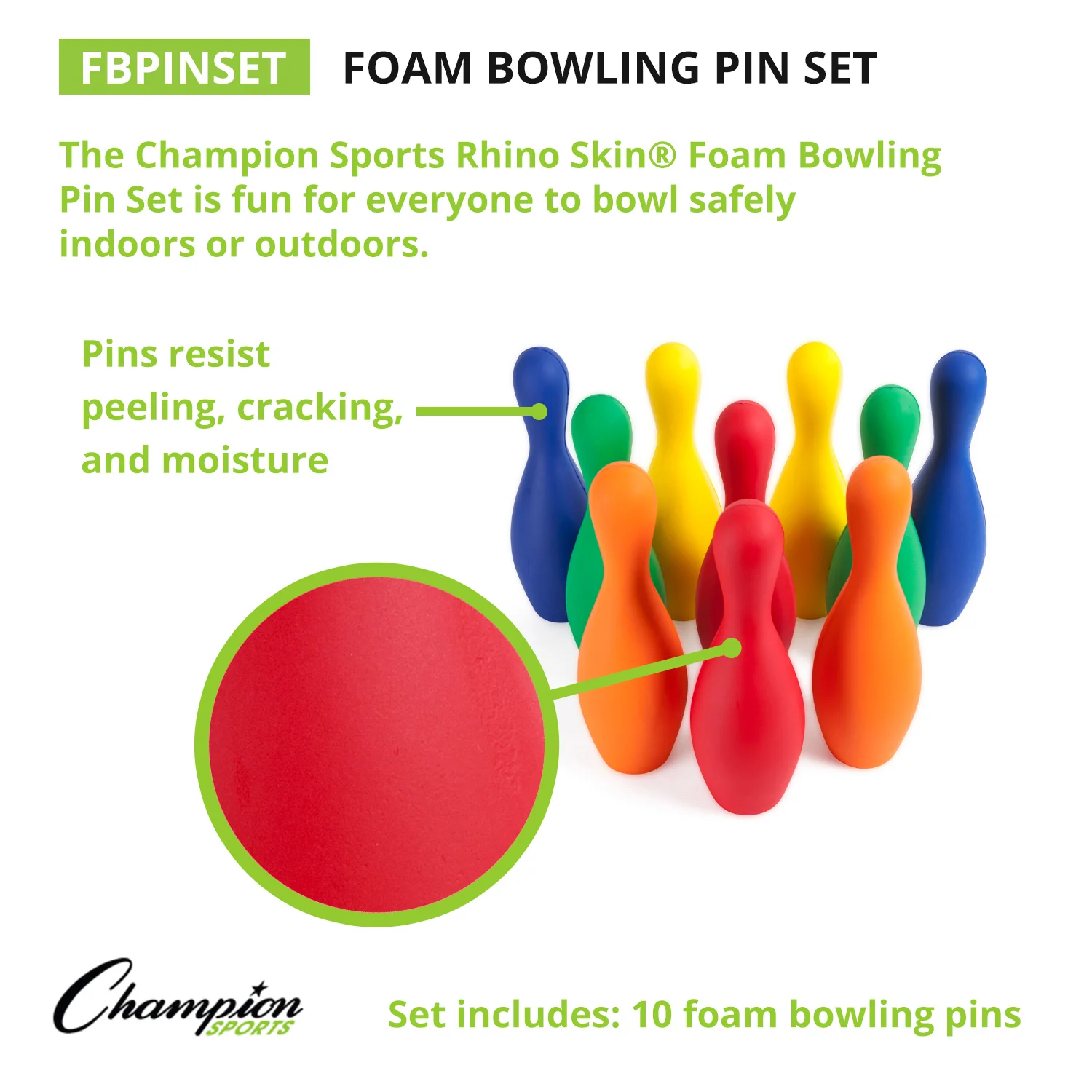 Champion Sports Colorful Foam Bowling Pin Set - Image 2