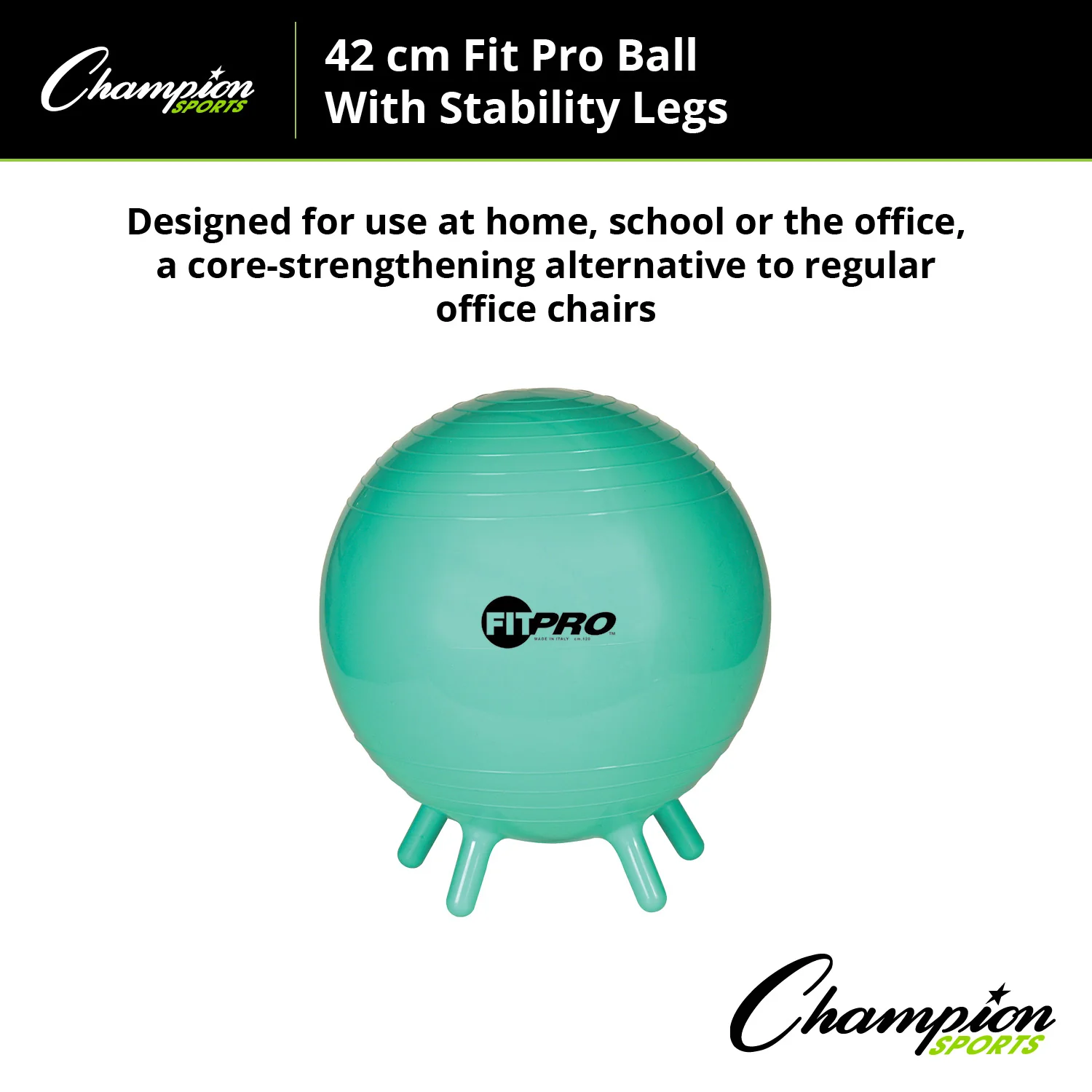 Champion Sports FitPro Stability Ball with Legs, 42cm - Enhance Your Core! - Image 2