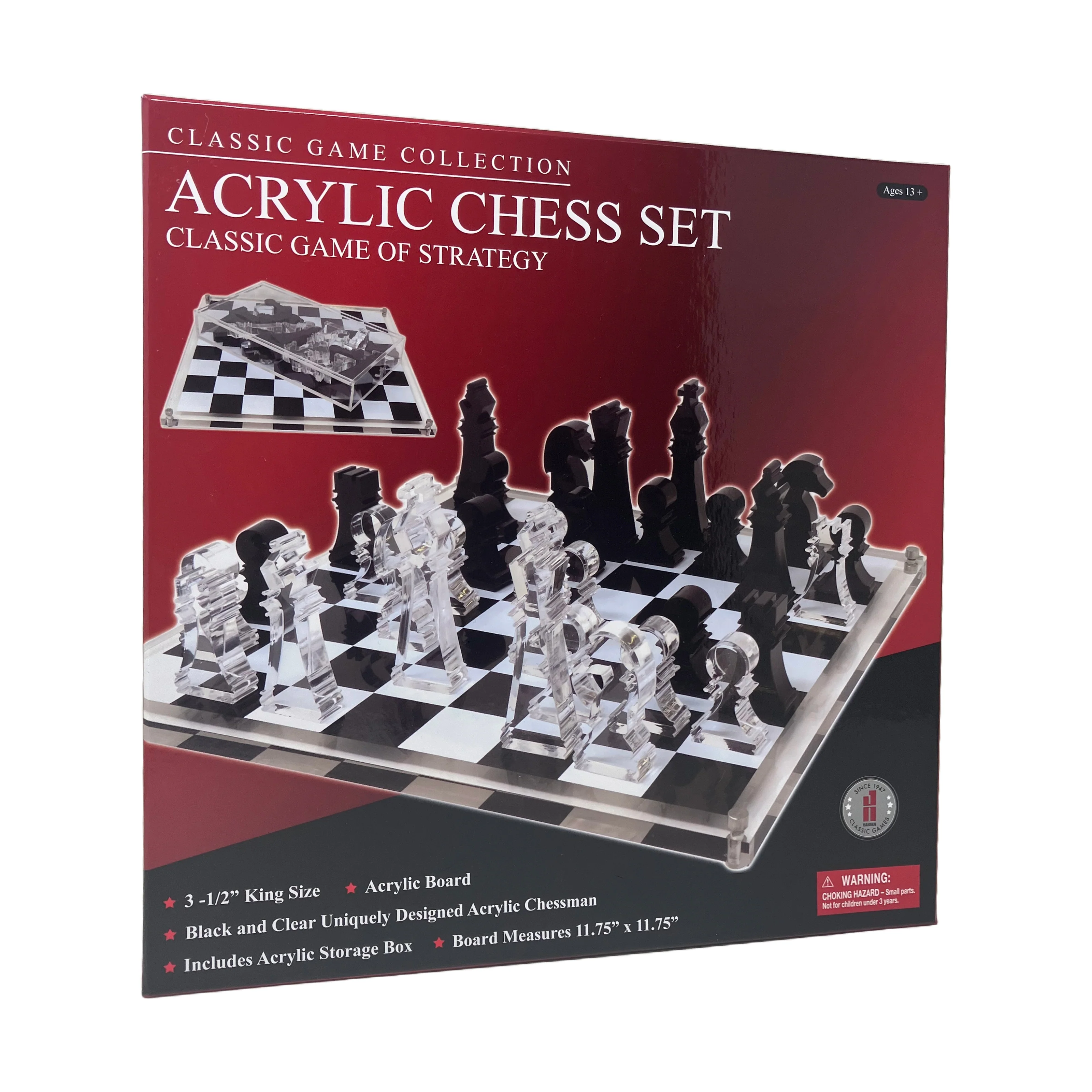 John N. Hansen Co. Classic Acrylic Chess Set - 11.75x11.75 inch Board - Image 2