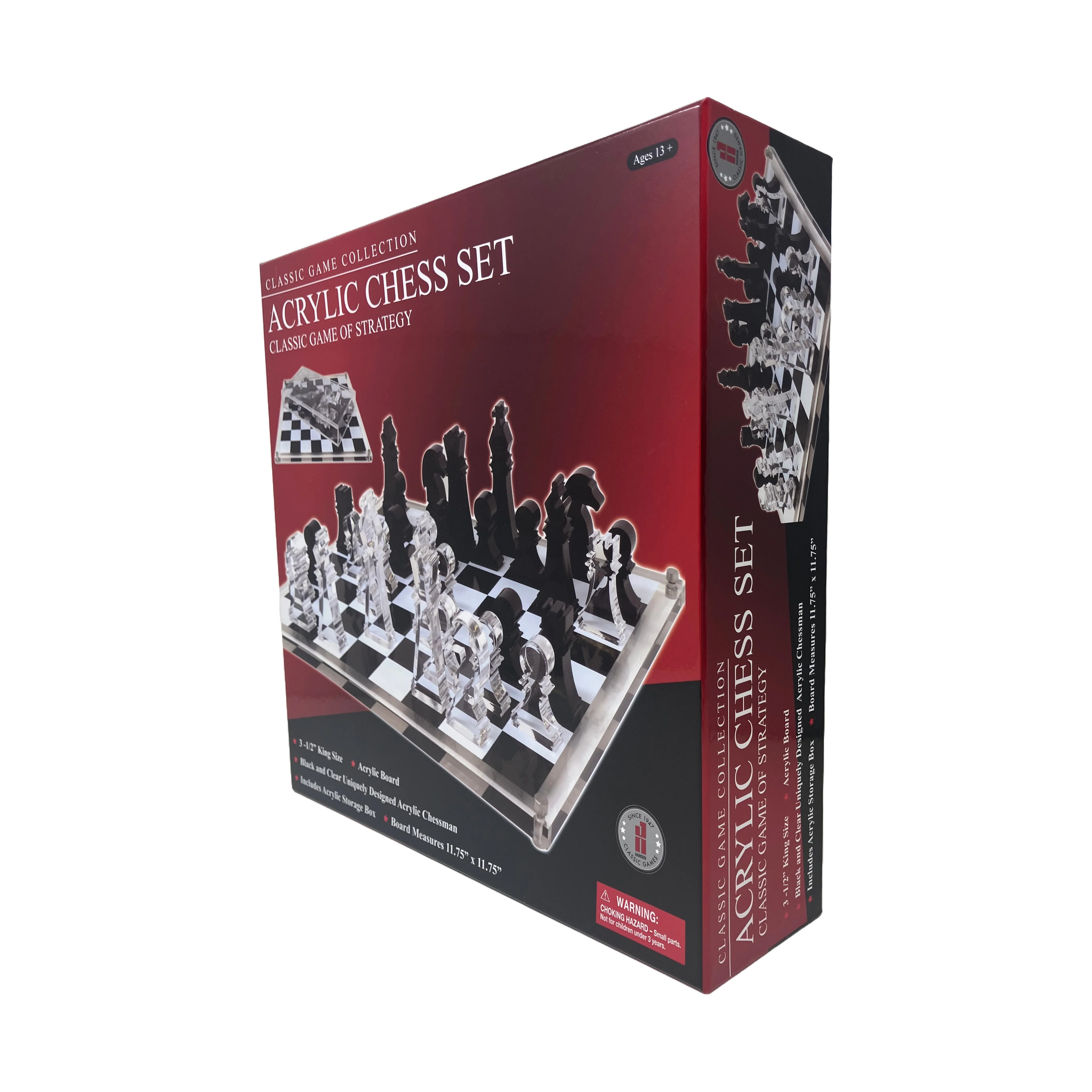 John N. Hansen Co. Classic Acrylic Chess Set - 11.75x11.75 inch Board - Image 3