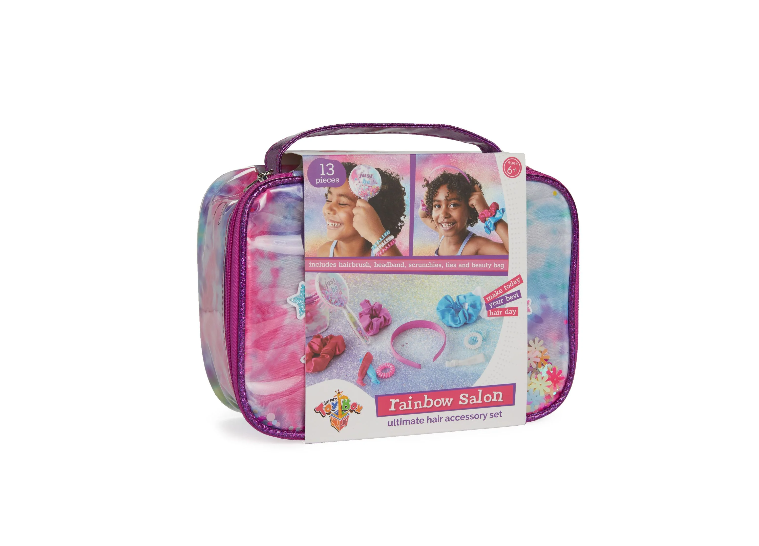 Geoffrey's Toy Box 13-Piece Rainbow Salon Hair Accessory Set for Kids - Image 5