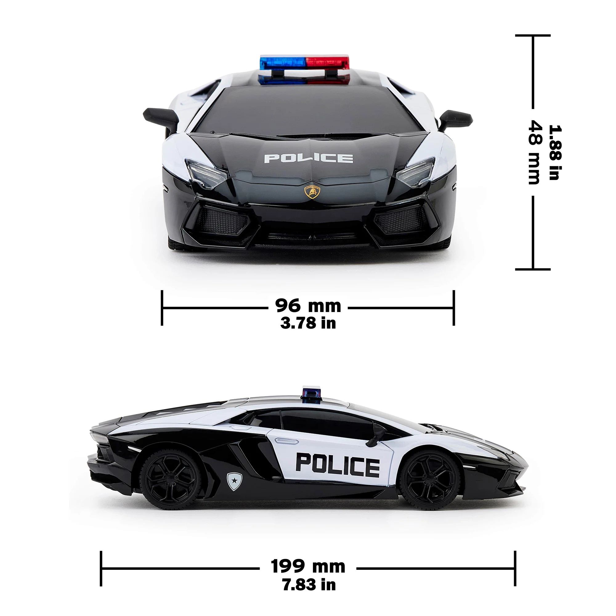 CMJ RC Cars - Lamborghini Aventador Police Car - 1:24 Scale, 2.4GHz, LED Headlights - Image 2