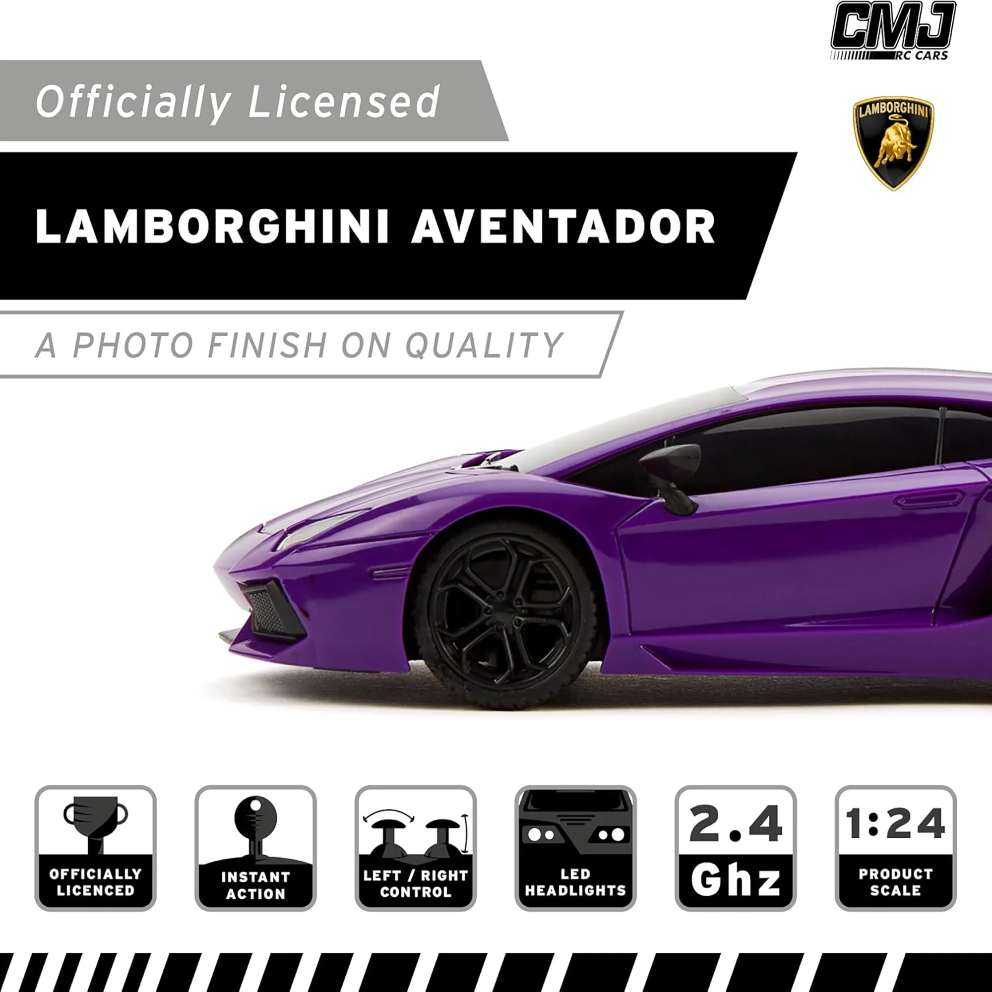 CMJ RC Cars Radio Control Lamborghini LP700-4 - Purple - 1:24 Scale, 2.4GHz, LED Headlights - Image 3