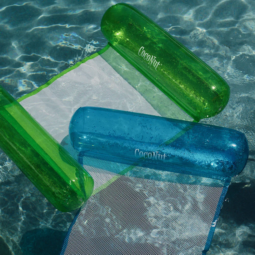 CocoNut Float Green Glitter Hammock Pool Lounger - 49" x 30" Inflatable Relaxation Chair - Image 3