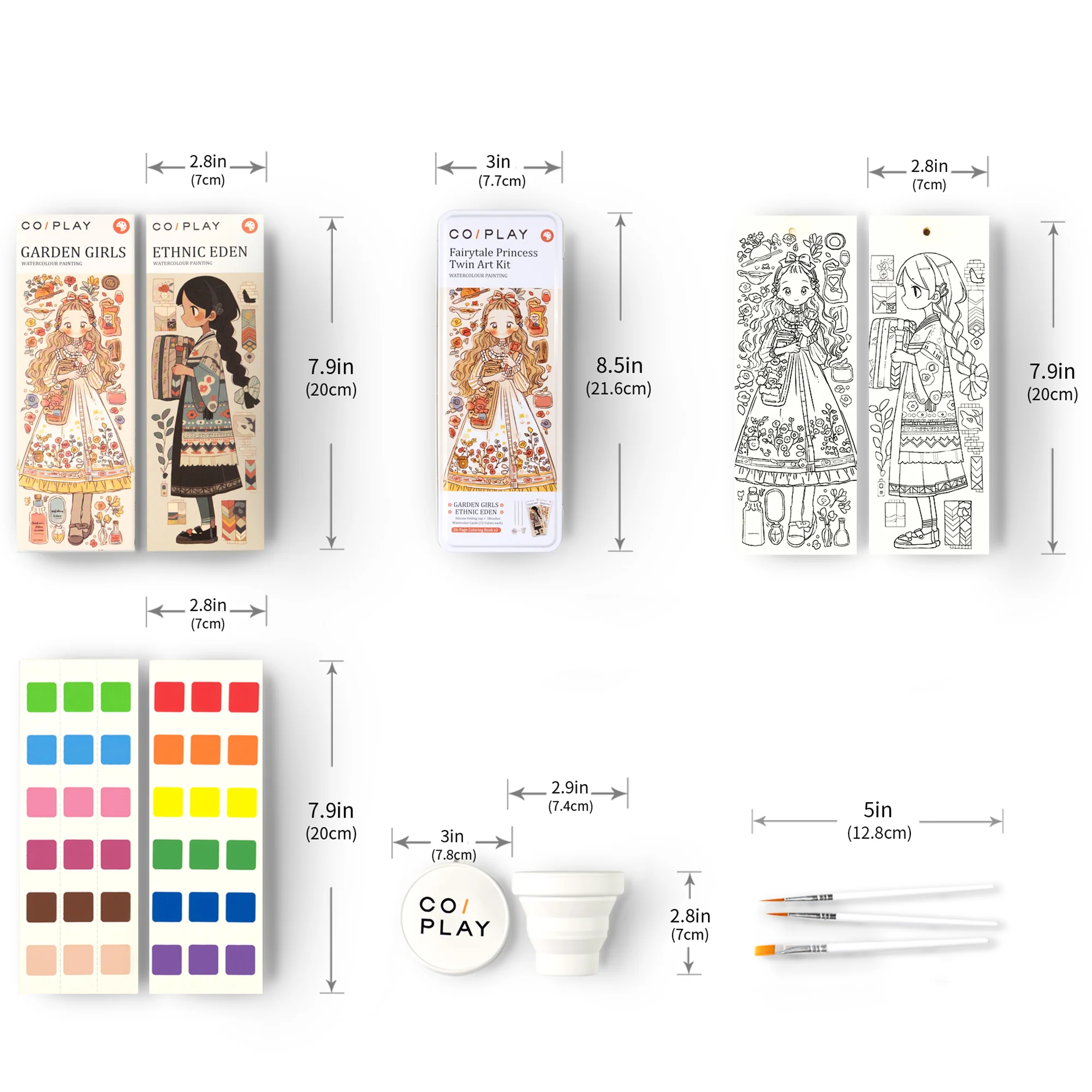 COIPlay Fairytale Princess Watercolor Art Kit With 648 Paint Blocks And 52 Coloring Cards - Image 2