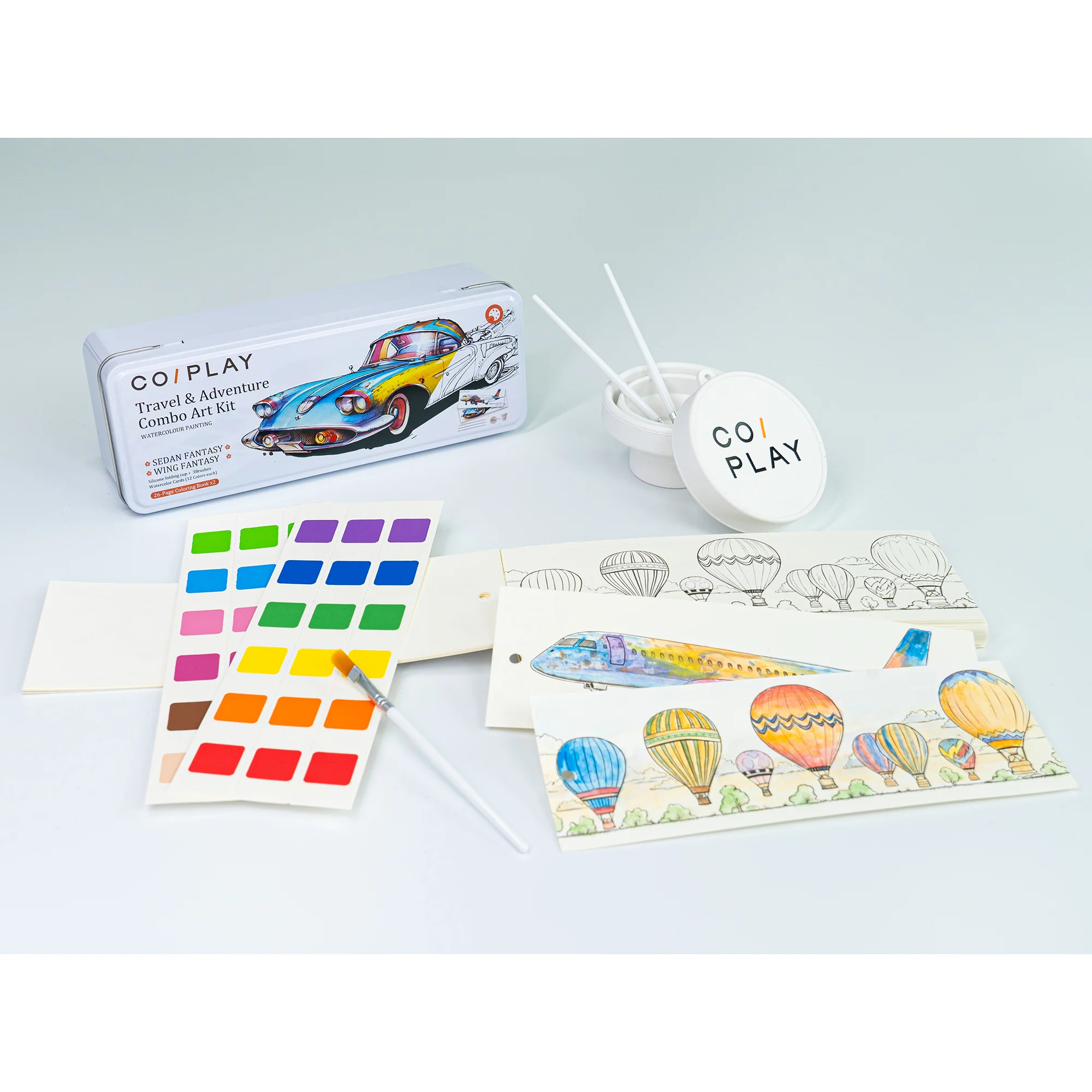 COIPLAY Watercolor Art Kit - Travel & Adventure - 648 Colors, 52 Bookmarks, Brushes & Tin Case - Image 4