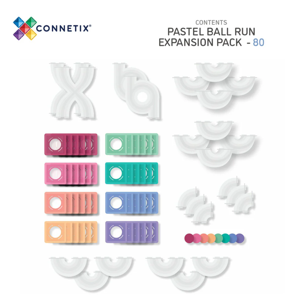 Connetix Magnetic Tiles 80-Piece Pastel Ball Run Expansion Set - Image 2