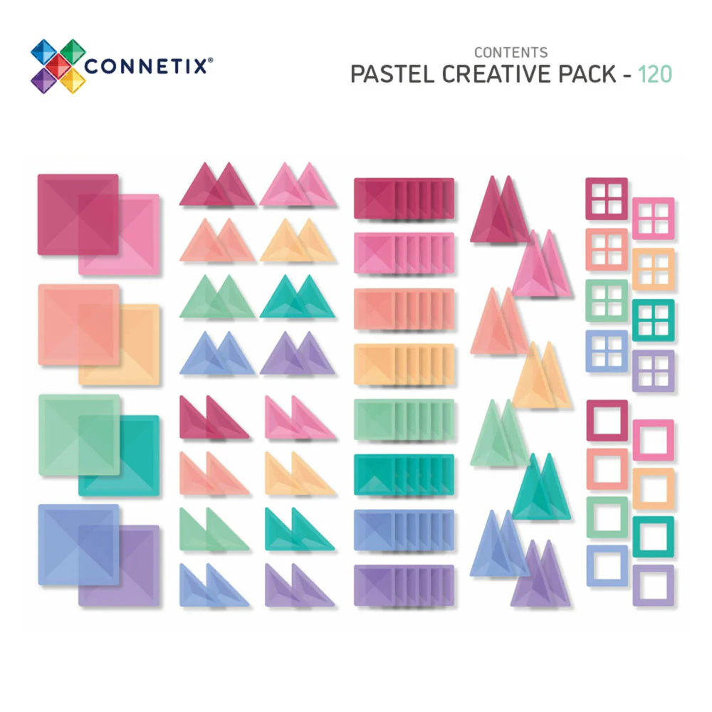 Connetix Magnetic Tiles Pastel Creative Pack - 120-Piece Set for Colorful Building Fun - Image 2