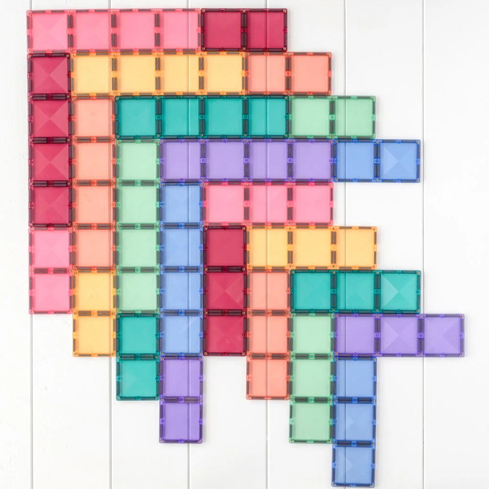 Connetix Magnetic Tiles Pastel Rectangle Set - 24 Piece Colorful Building Kit - Image 3
