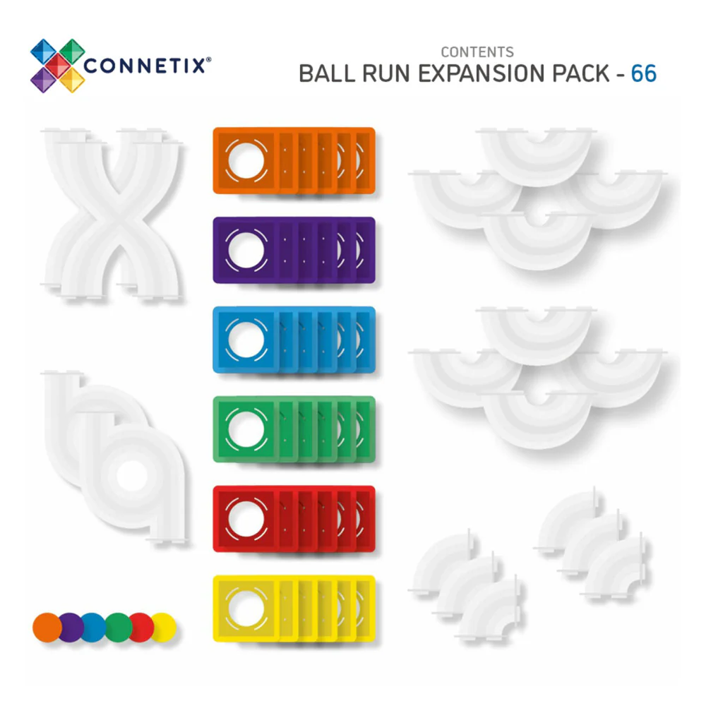 Connetix Rainbow Ball Run Magnetic Tiles Expansion Pack - 66 Pieces - Image 2