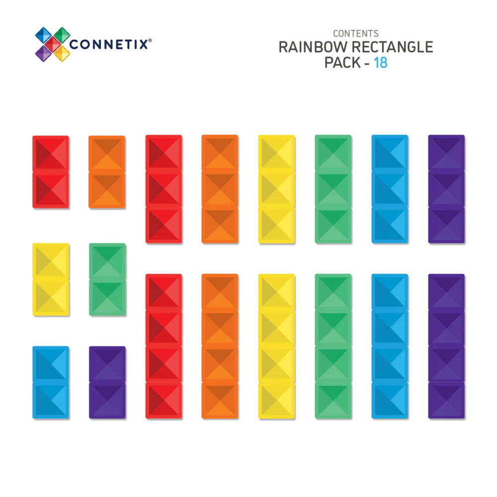 Connetix Magnetic Tiles Rainbow Rectangle Pack - 18 Piece Set - Image 2
