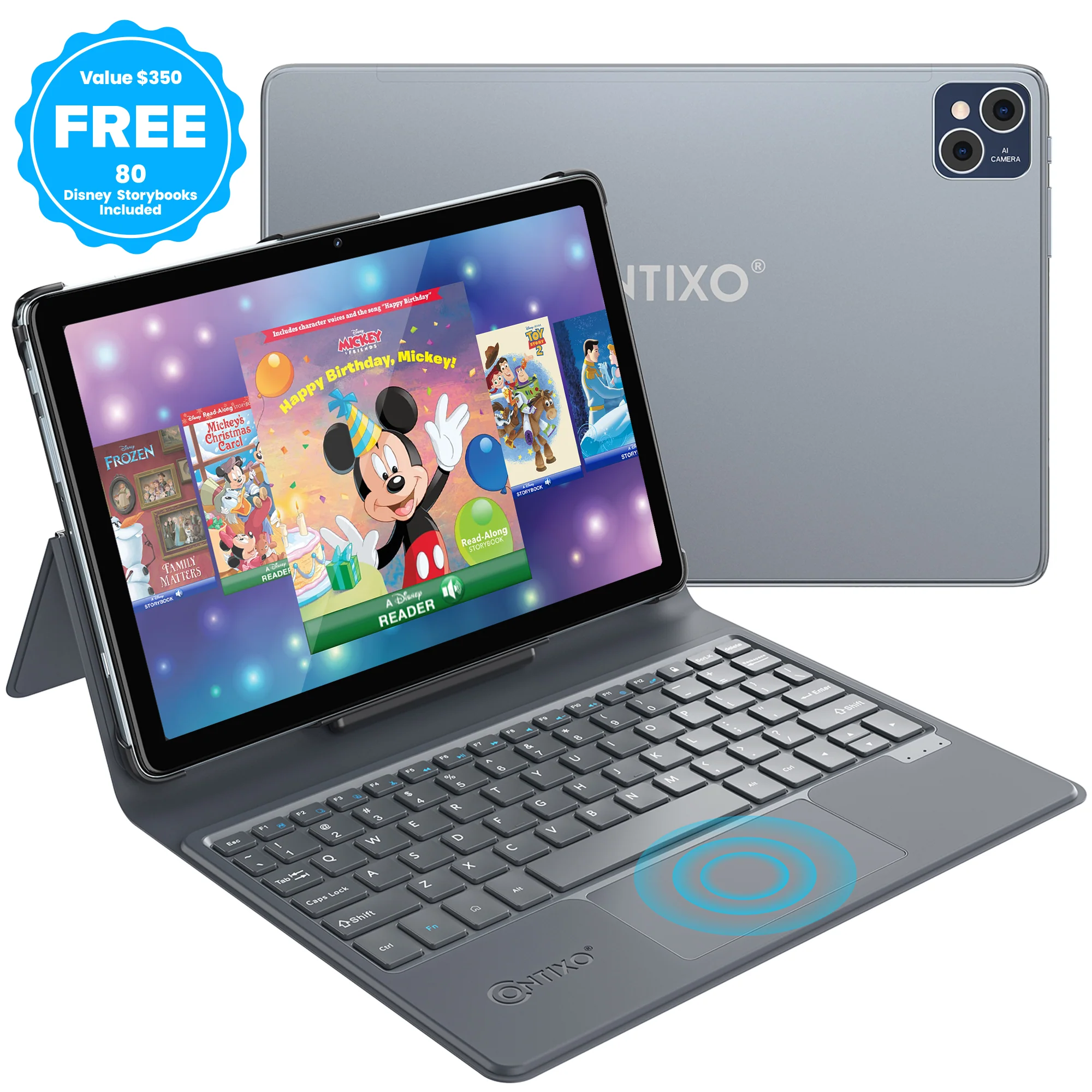 Contixo 10" Kids Tablet with Keyboard & Colorful Case, Pre-Loaded Disney eBooks - Ages 3-12