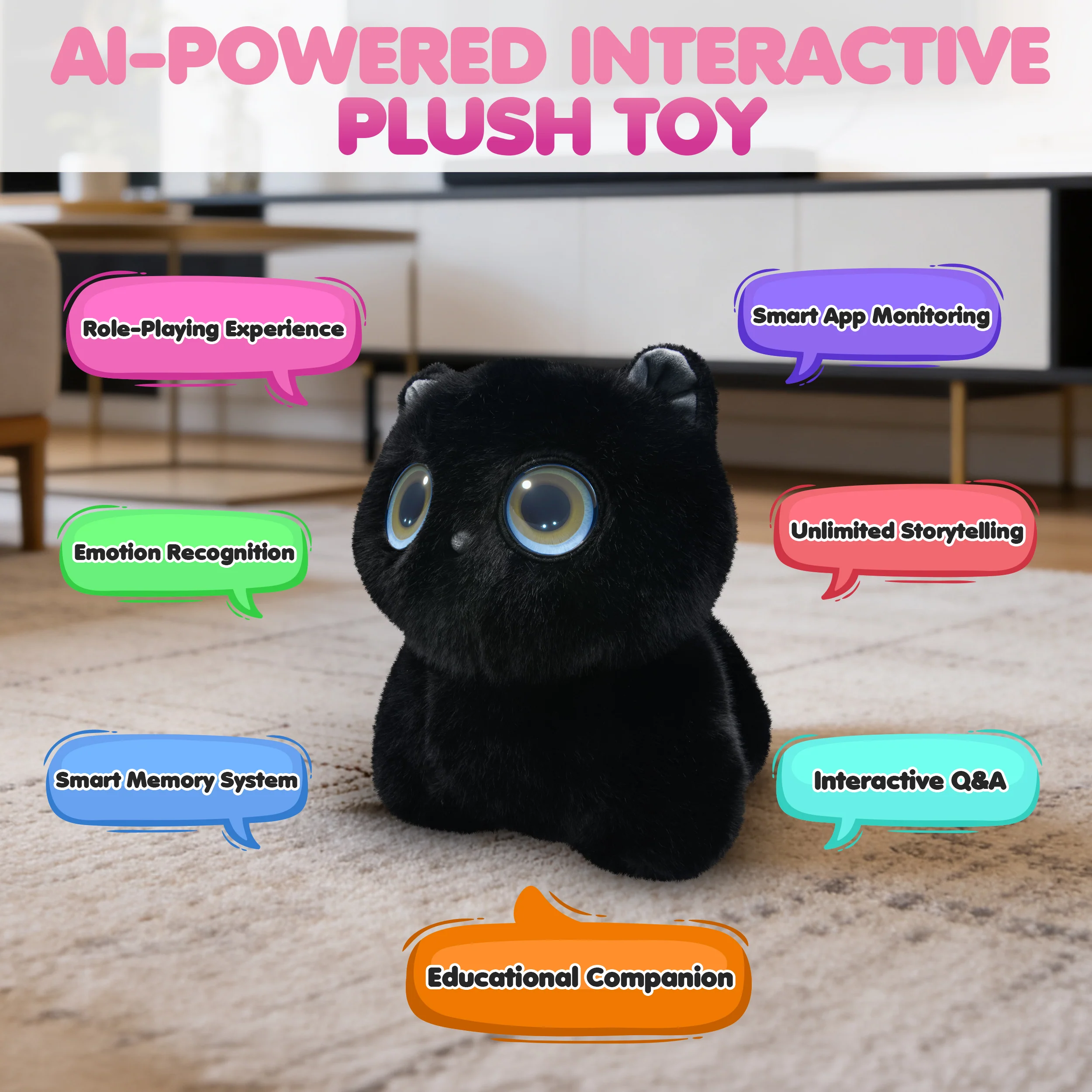 Contixo AI Pixie-Paw Voice-Responsive Interactive Plush Cat - Image 3
