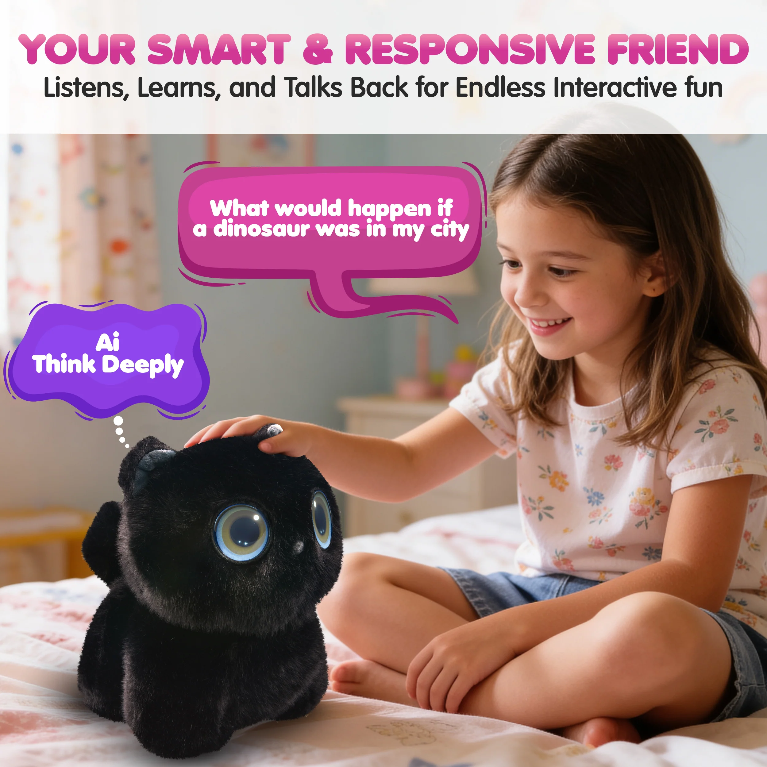 Contixo AI Pixie-Paw Voice-Responsive Interactive Plush Cat - Image 5