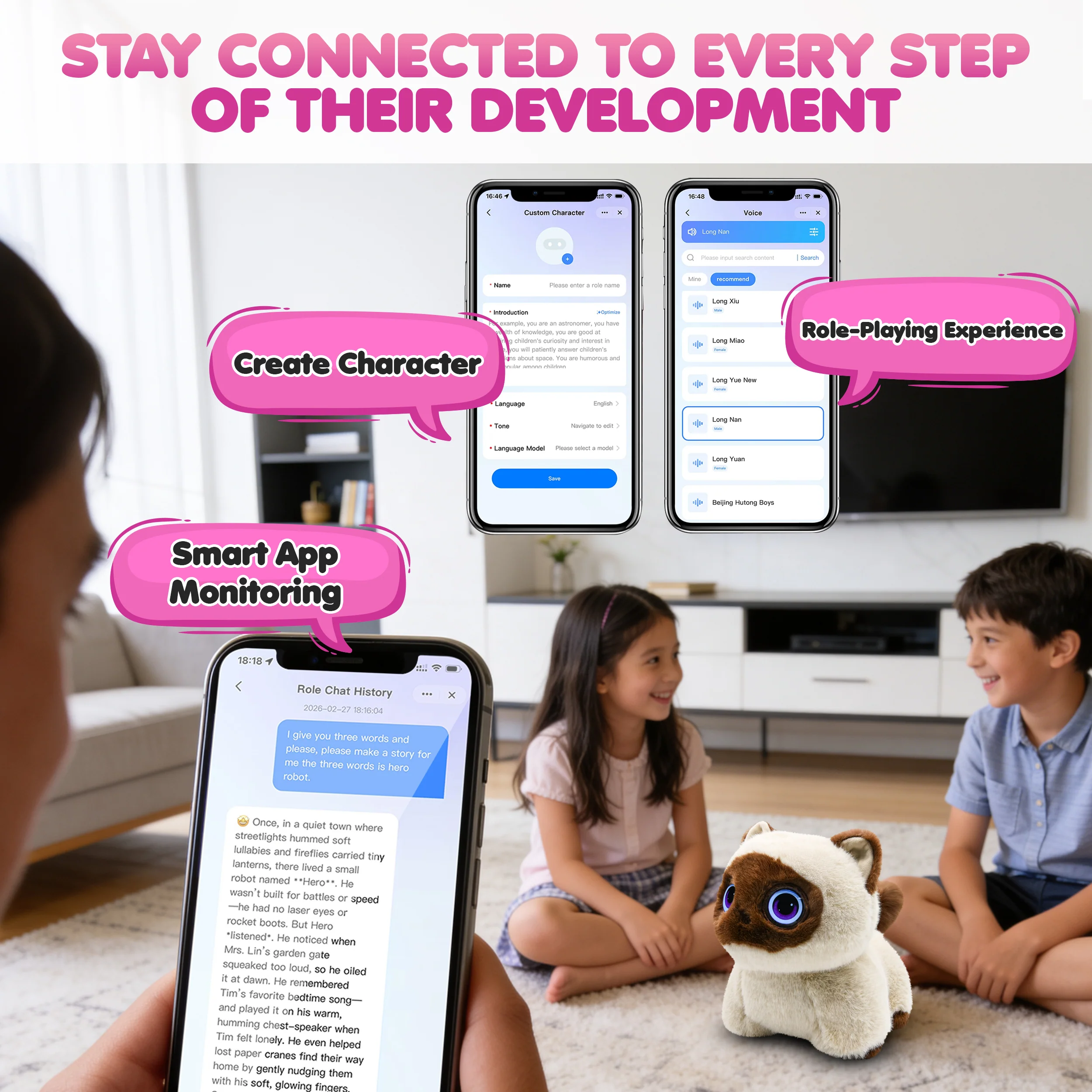 Contixo AI Pixie-Paw Voice-Responsive Interactive Plush Cat with Touch Activation and Expressive Eyes - Image 4