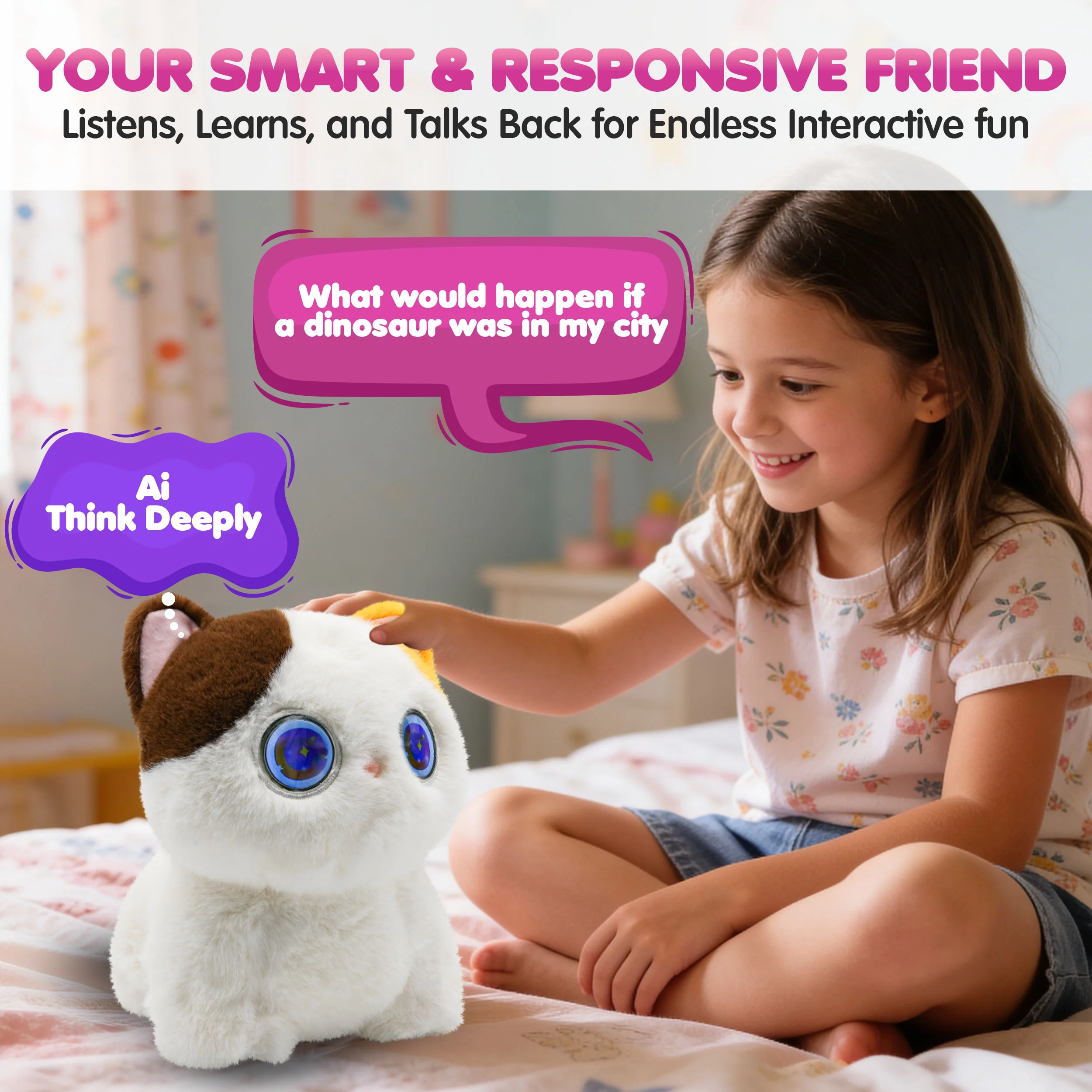 Contixo AI Pixie-Paw Voice-Responsive Touch-Activated Interactive Plush Cat - Image 5