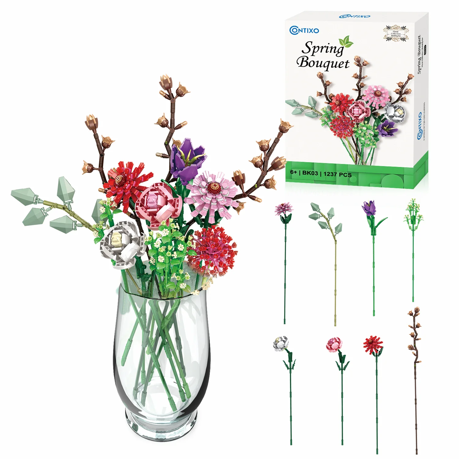 Contixo BK03 Spring Bouquet Floral Collection Building Block Set - 1237 PCS
