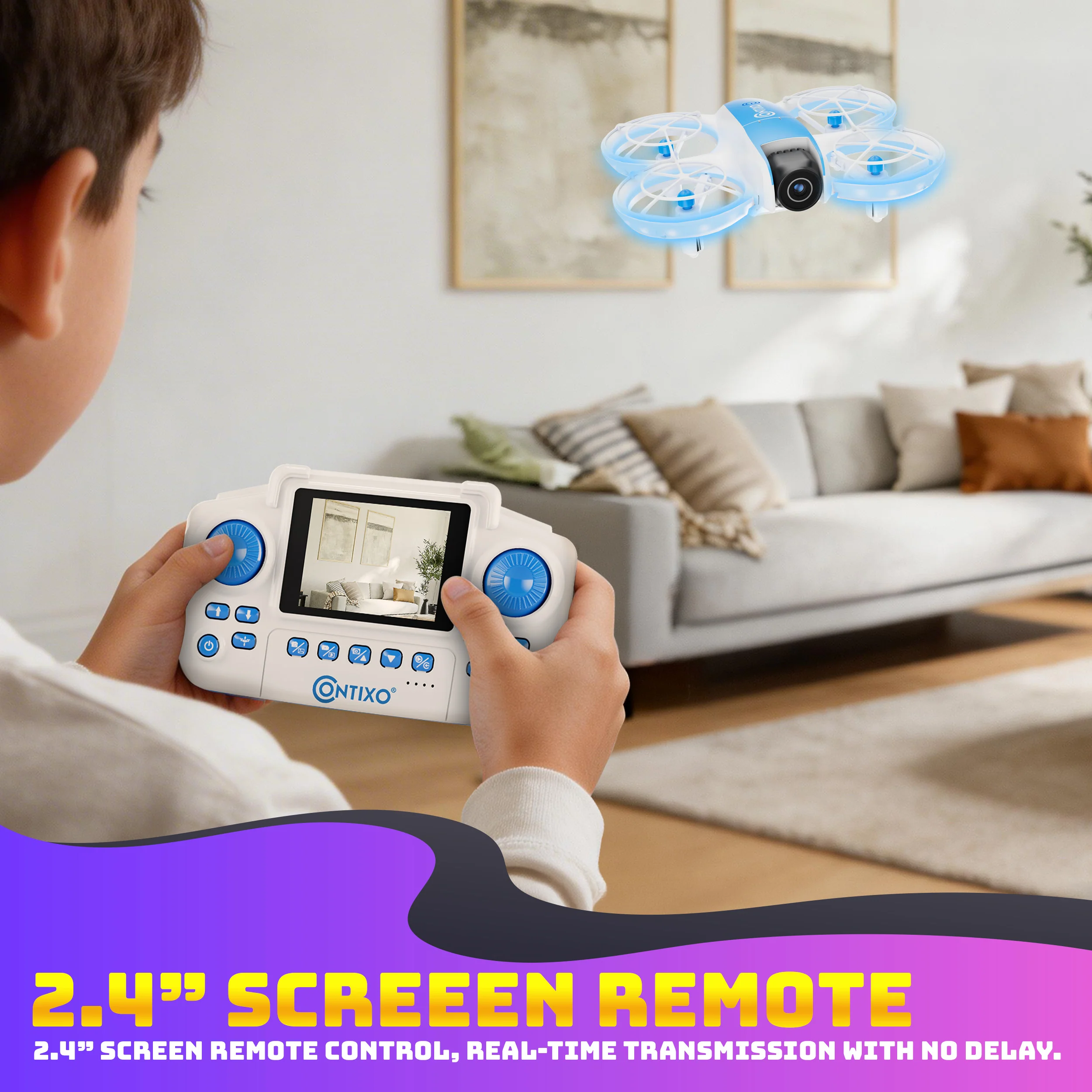 Contixo F15 Astro Mini Drone With 720P HD Camera, 2.4" Screen Remote & 2 Batteries - Image 3