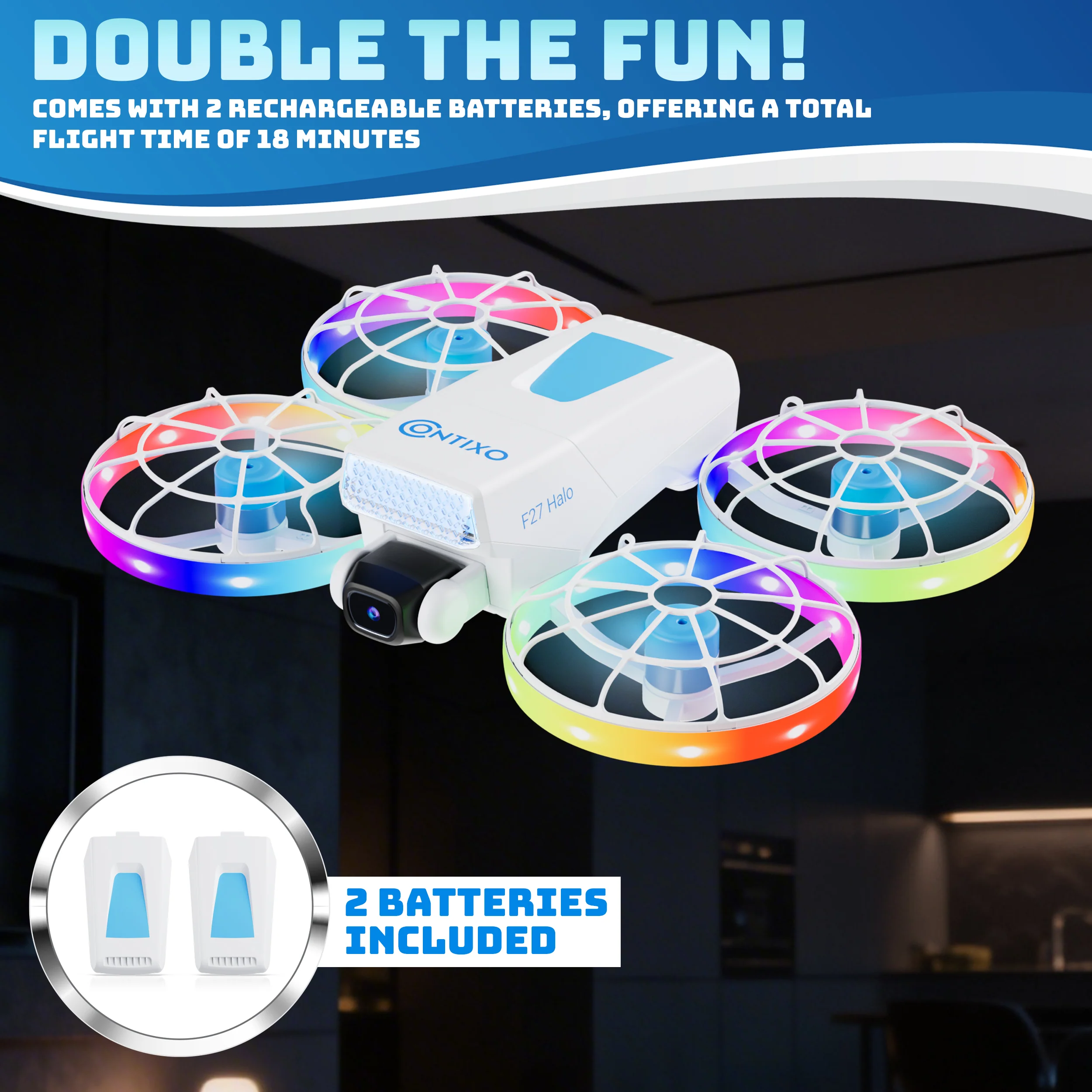 Contixo F27 Halo Mini Foldable Drone with 4.3" Screen Remote, HD Dual Camera 720P, 350 ft Range - Image 2