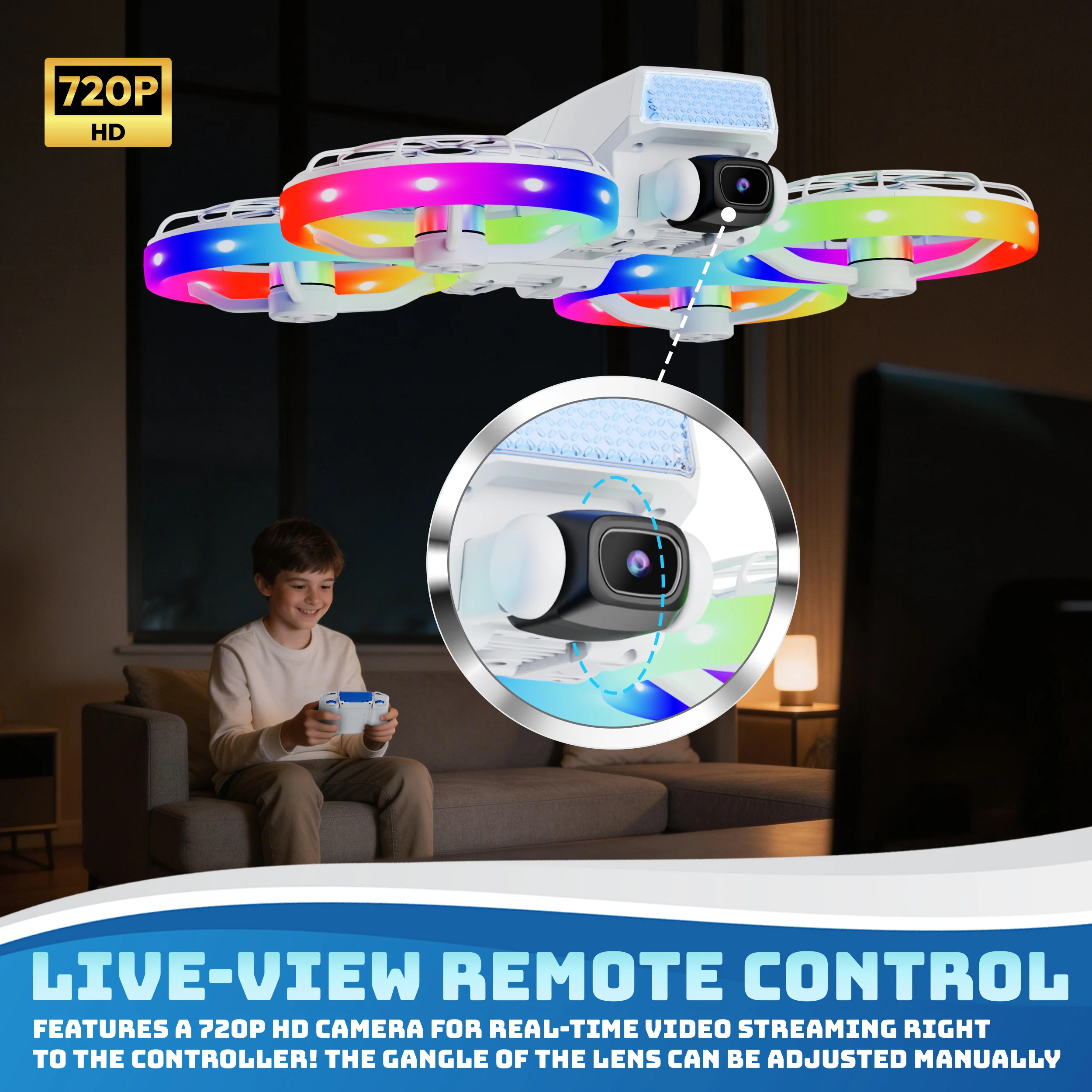 Contixo F27 Halo Mini Foldable Drone with 4.3" Screen Remote, HD Dual Camera 720P, 350 ft Range - Image 4