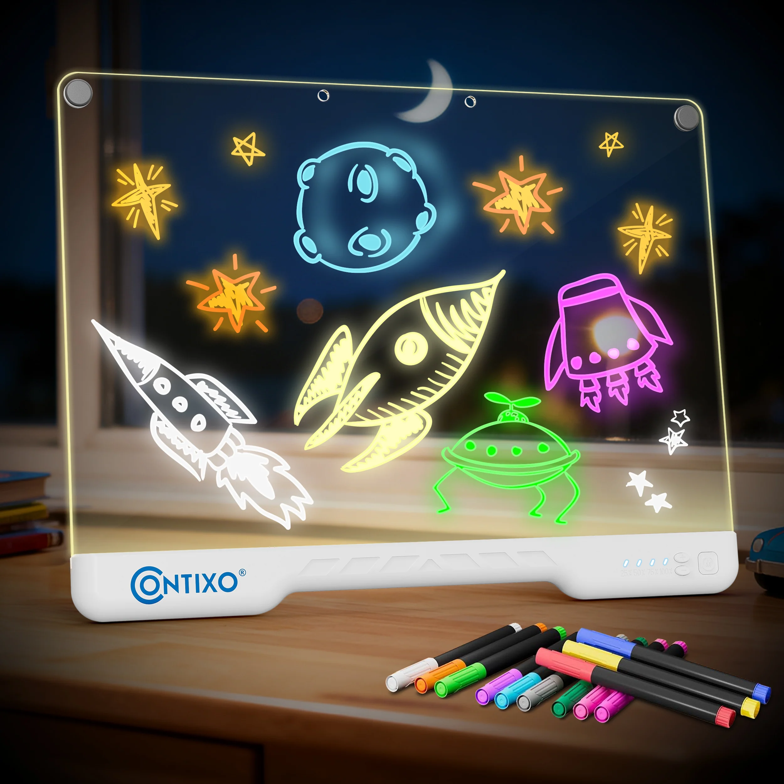 Contixo 16-Inch LED Drawing Board with 10 Light Modes and Rechargeable Stand