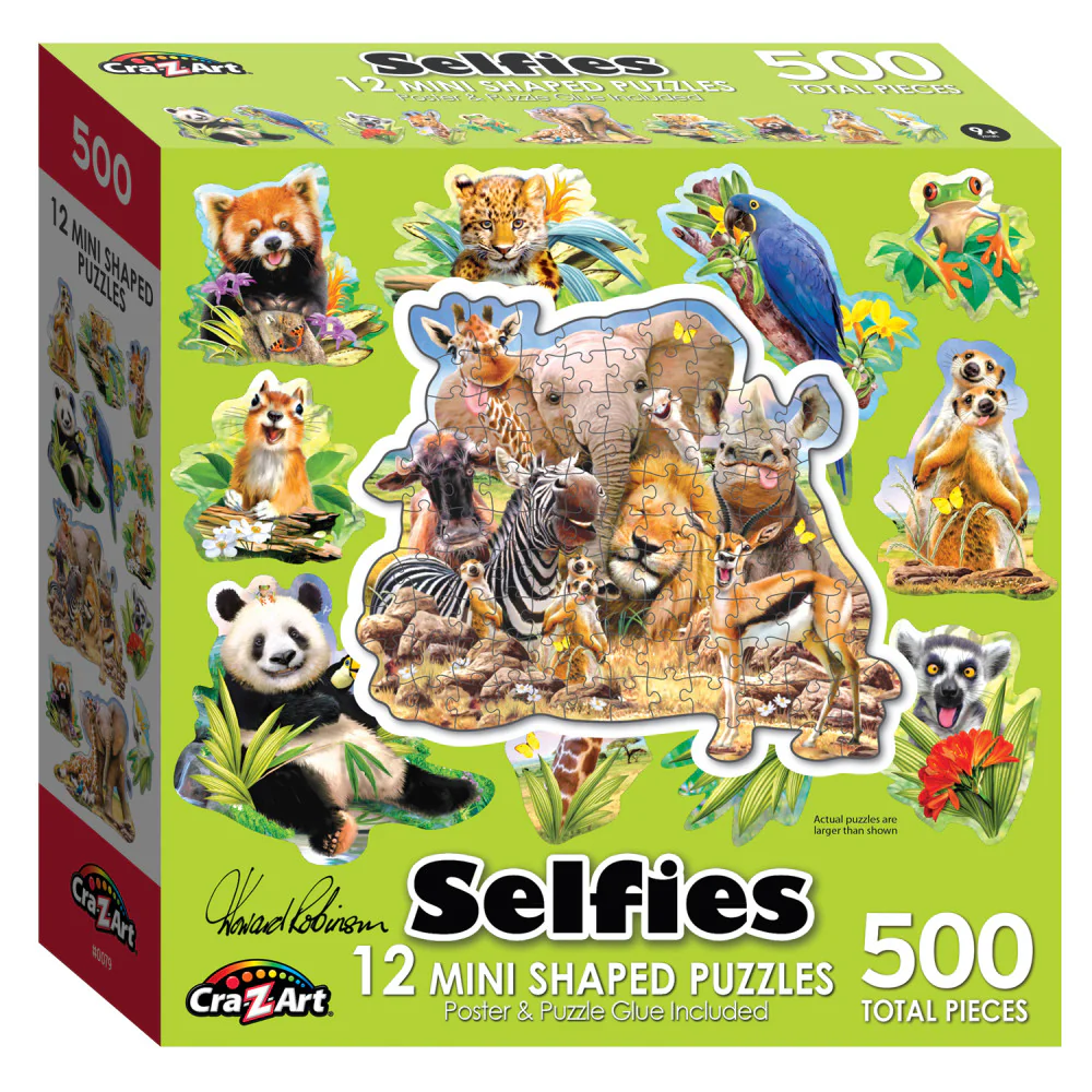 Cra-Z-Art Jungle Selfies 12-Pack Mini Shaped Puzzles