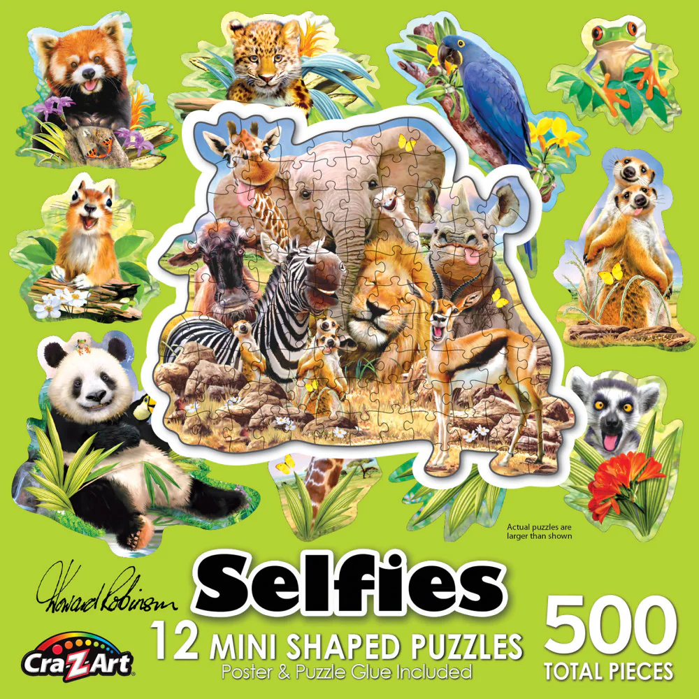 Cra-Z-Art Jungle Selfies 12-Pack Mini Shaped Puzzles - Image 2