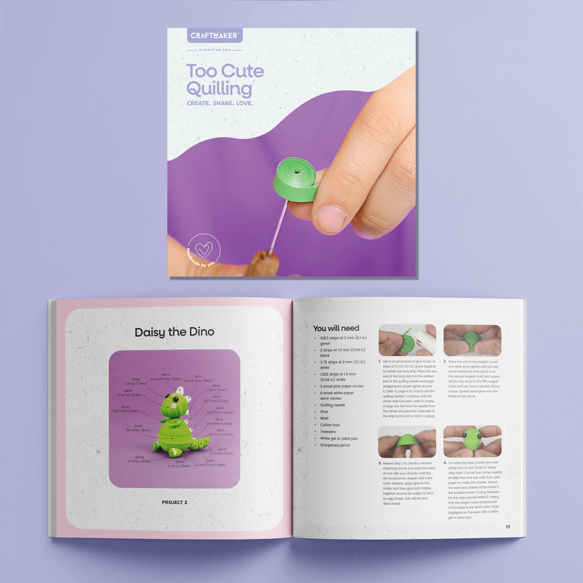 Craft Maker Too Cute Quilling Mini Friends 3D Paper Craft Kit - Image 4
