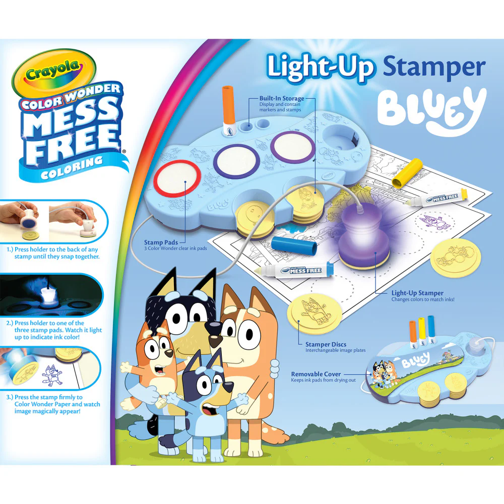 Crayola Bluey Magic Light-Up Stamper Set - Color Wonder Markers - Image 2