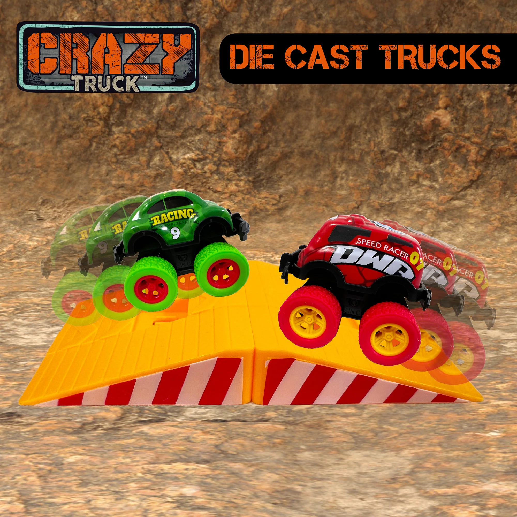 Crazy Truck Die Cast Trucks Set - 10pc Friction Cars & Stunt Ramps for Kids 3+ - Image 5