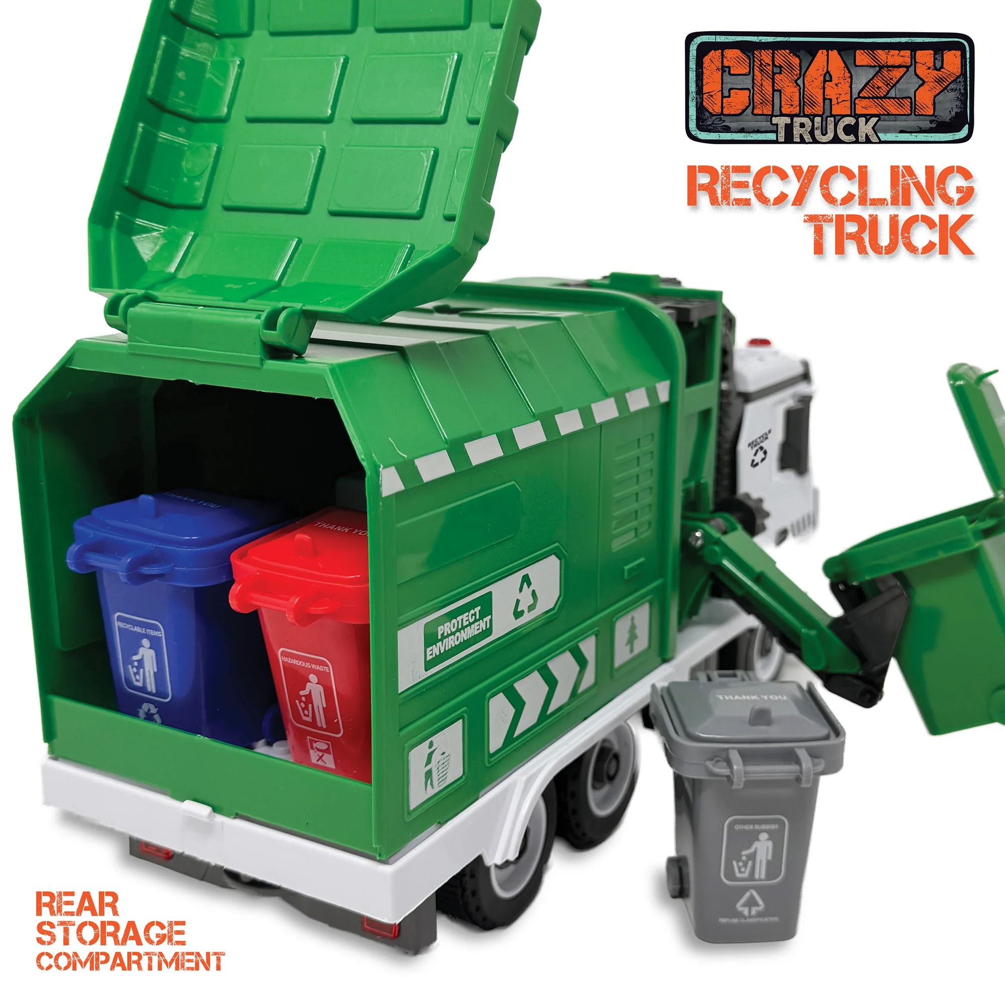 Crazy Truck City Recycler - 1:16 Scale Interactive Toy Recycling Truck - Image 4