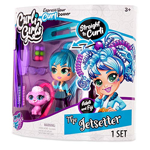 CurliGirls Adeli Deluxe Hairstyling Doll with Magic Curl Hair - Includes Pet Fiji - Image 2