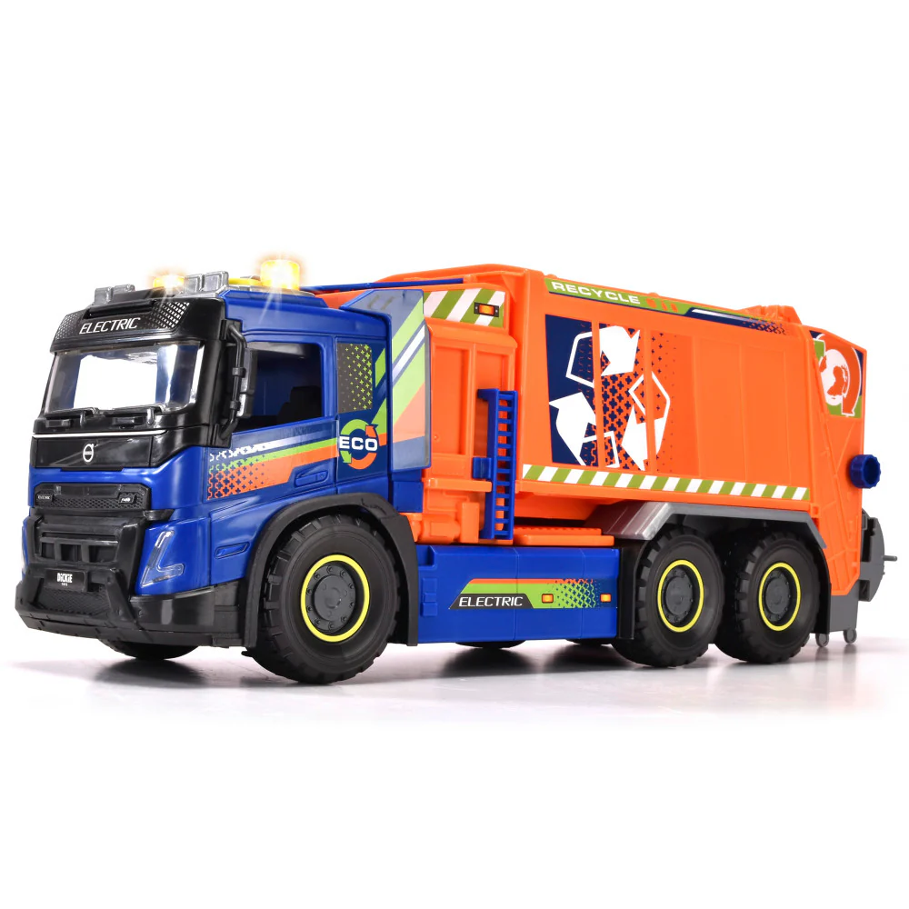 Dickie Toys Volvo FMX Giant Garbage Truck with Lights & Sounds, Blue & Orange - Ages 3+