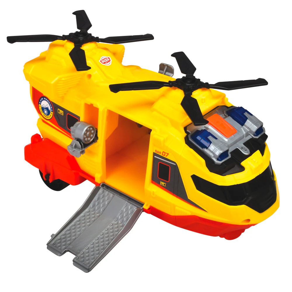 Dickie Toys Multi-Color Rescue Helicopter with Extendable Crane, Lights & Sounds - Yellow & Red - Image 2