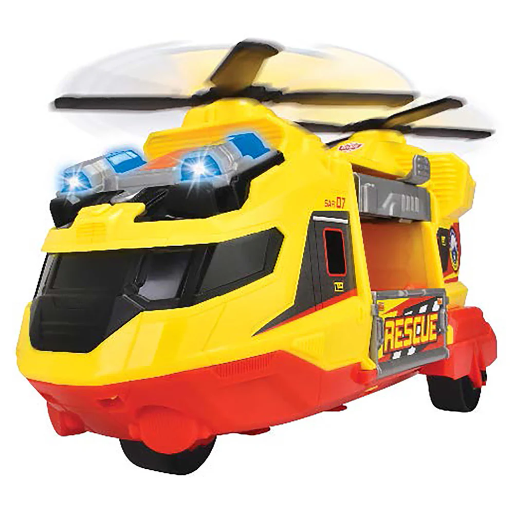 Dickie Toys Multi-Color Rescue Helicopter with Extendable Crane, Lights & Sounds - Yellow & Red - Image 3