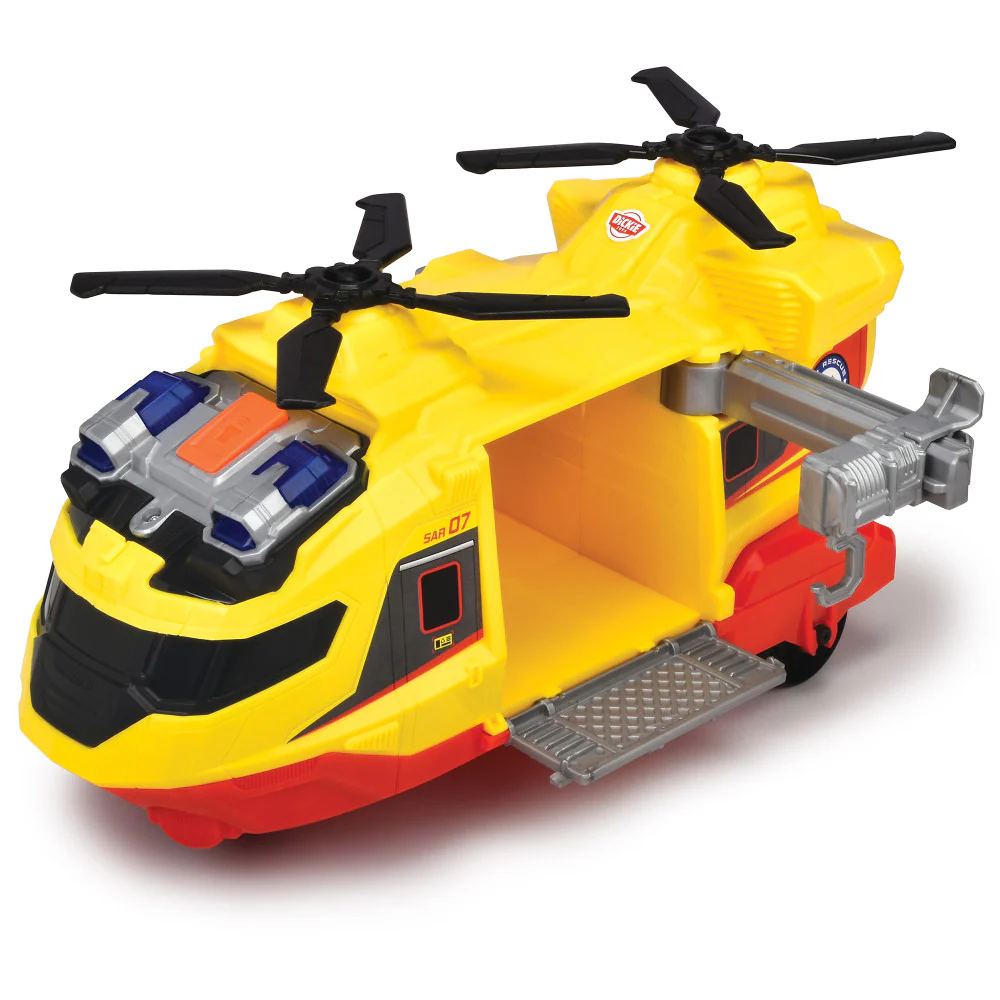 Dickie Toys Multi-Color Rescue Helicopter with Extendable Crane, Lights & Sounds - Yellow & Red - Image 4