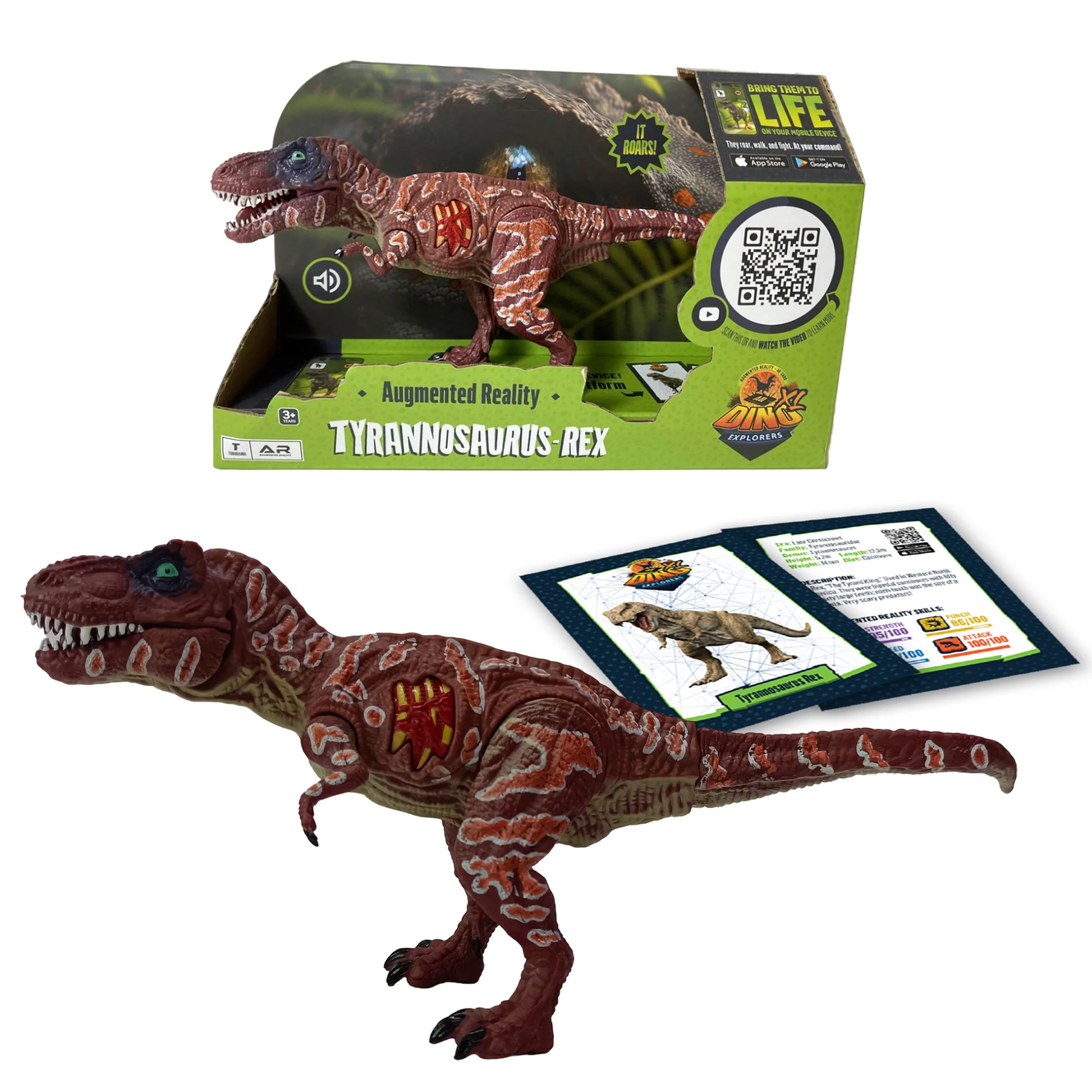 Dino Explorers AR Dinosaur XL & Brick Combo - 10" T-Rex Sound Figure & Dig Kit - Image 3