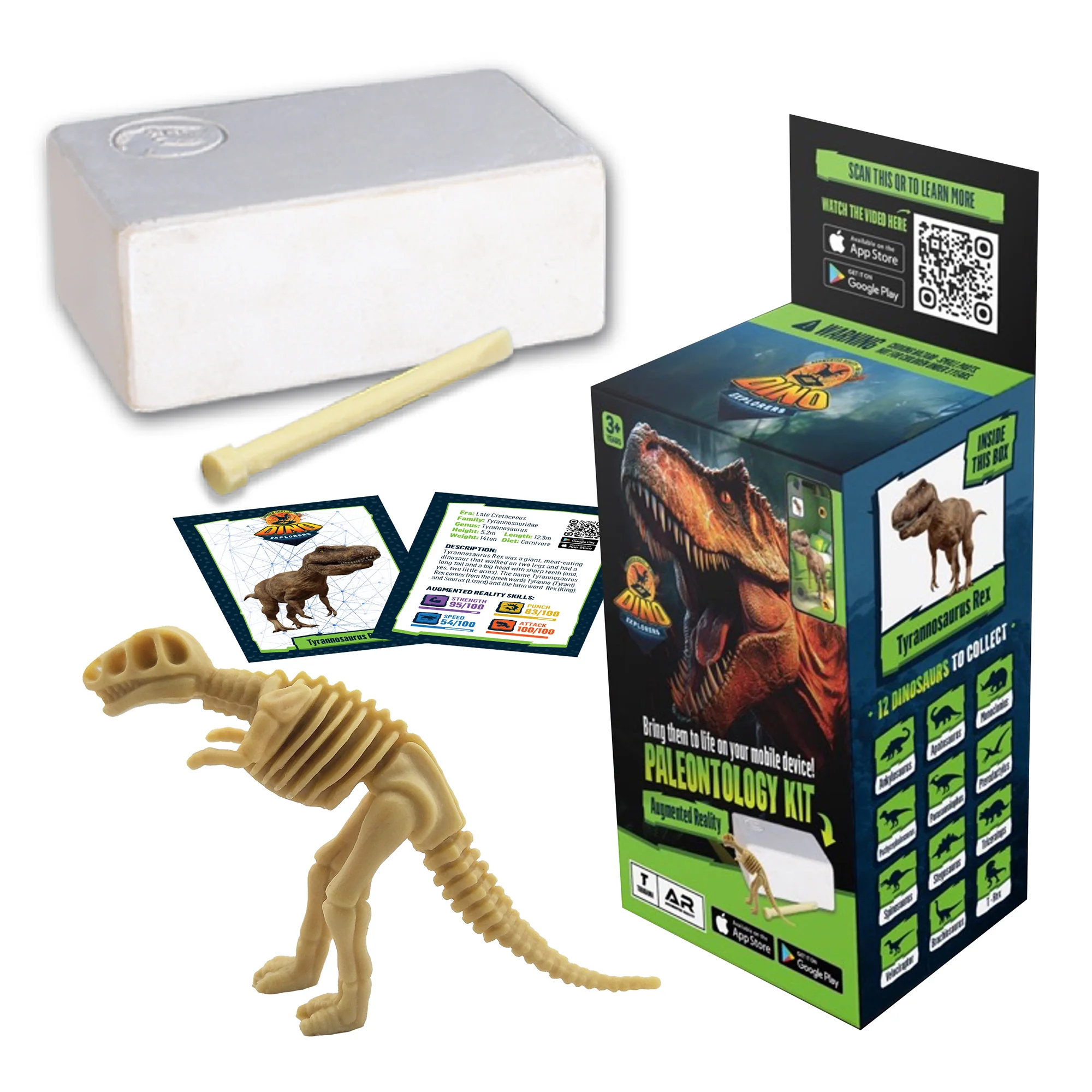 Dino Explorers AR Dinosaur XL & Brick Combo - 10" T-Rex Sound Figure & Dig Kit - Image 4
