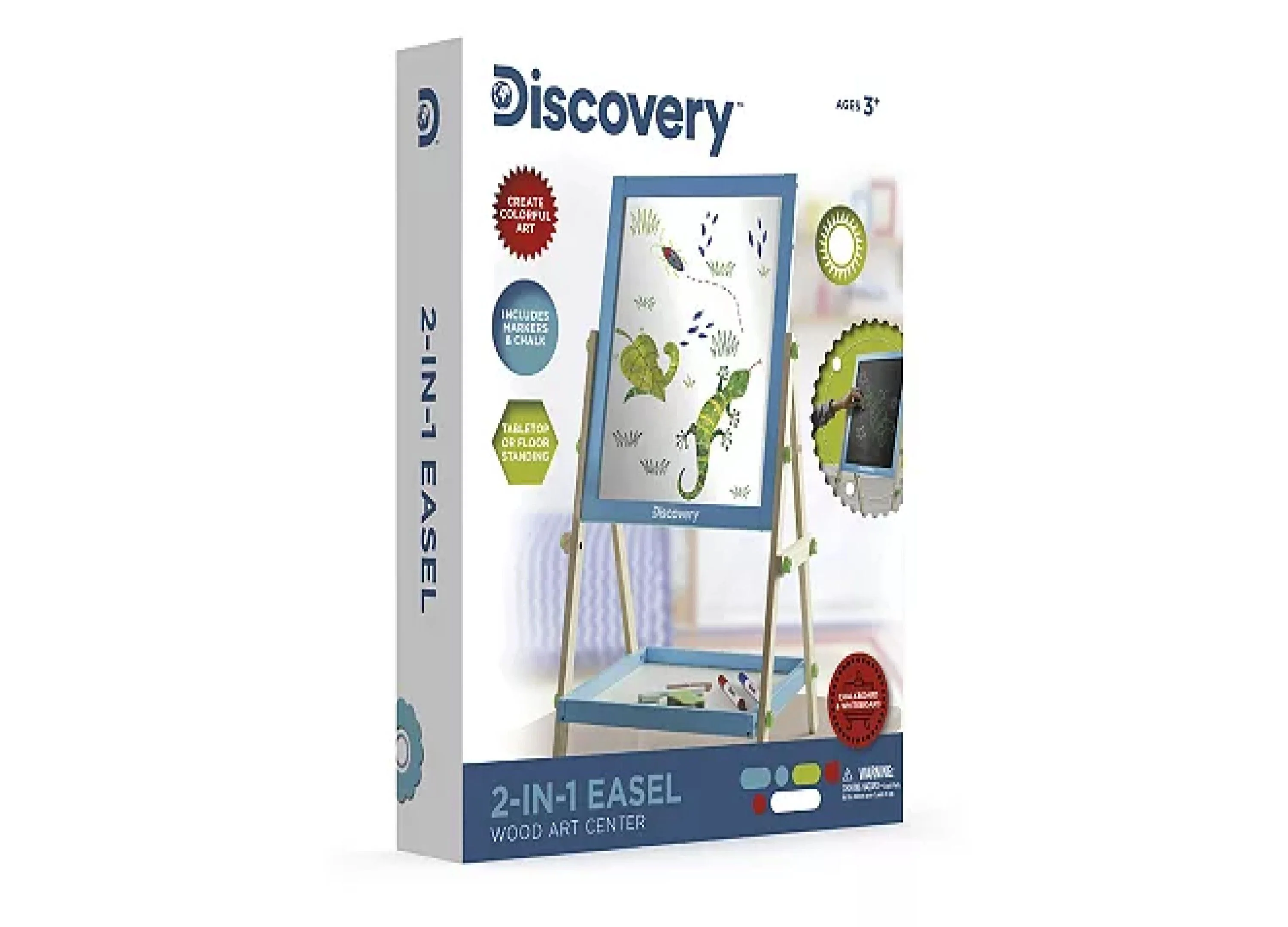 Discovery Kids 2-In-1 Easel Wood Art Center With Whiteboard And Chalkboard - Image 2