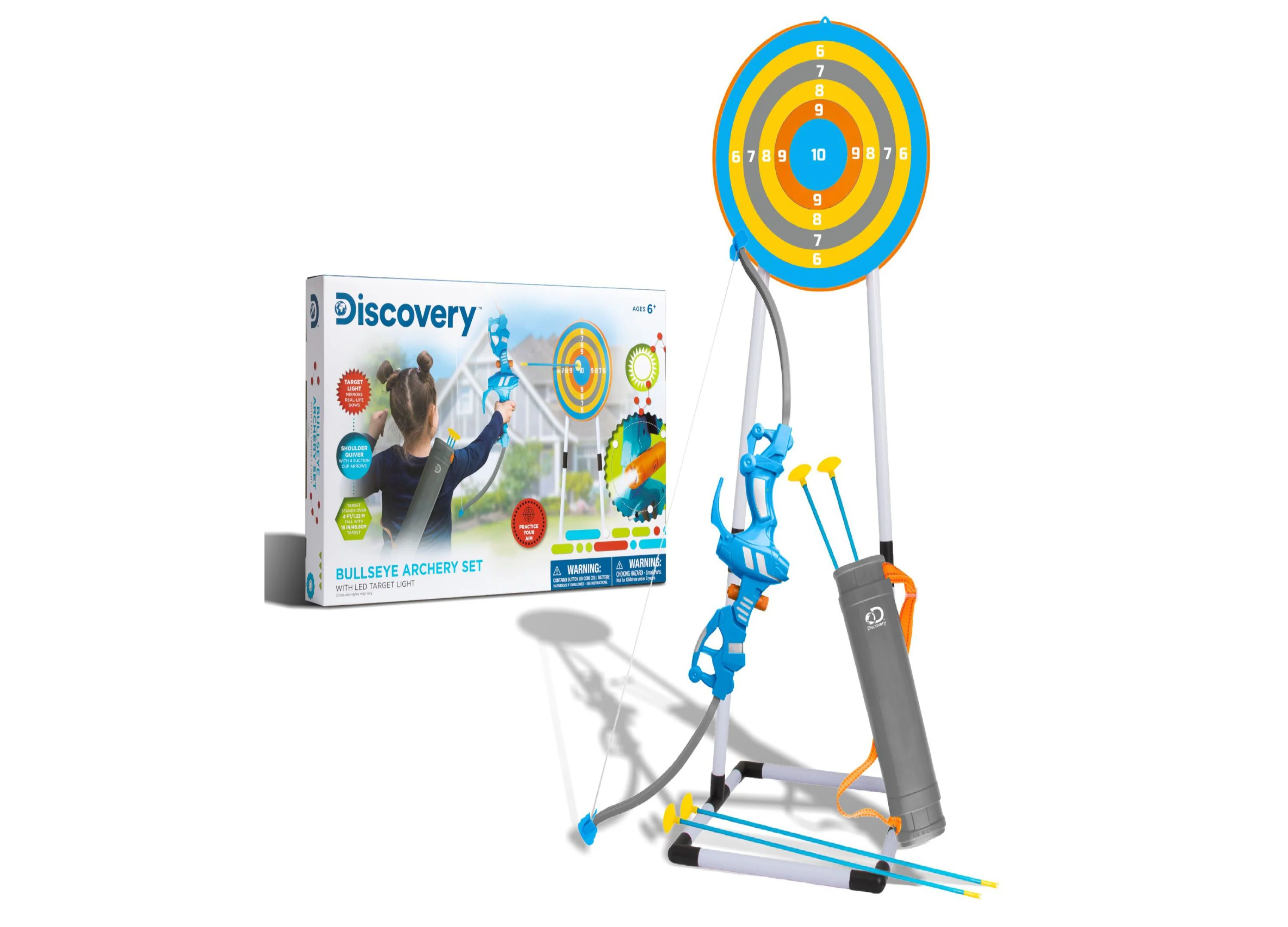 Discovery Kids LED Light-Up Bullseye Archery Set with Stand and Quiver