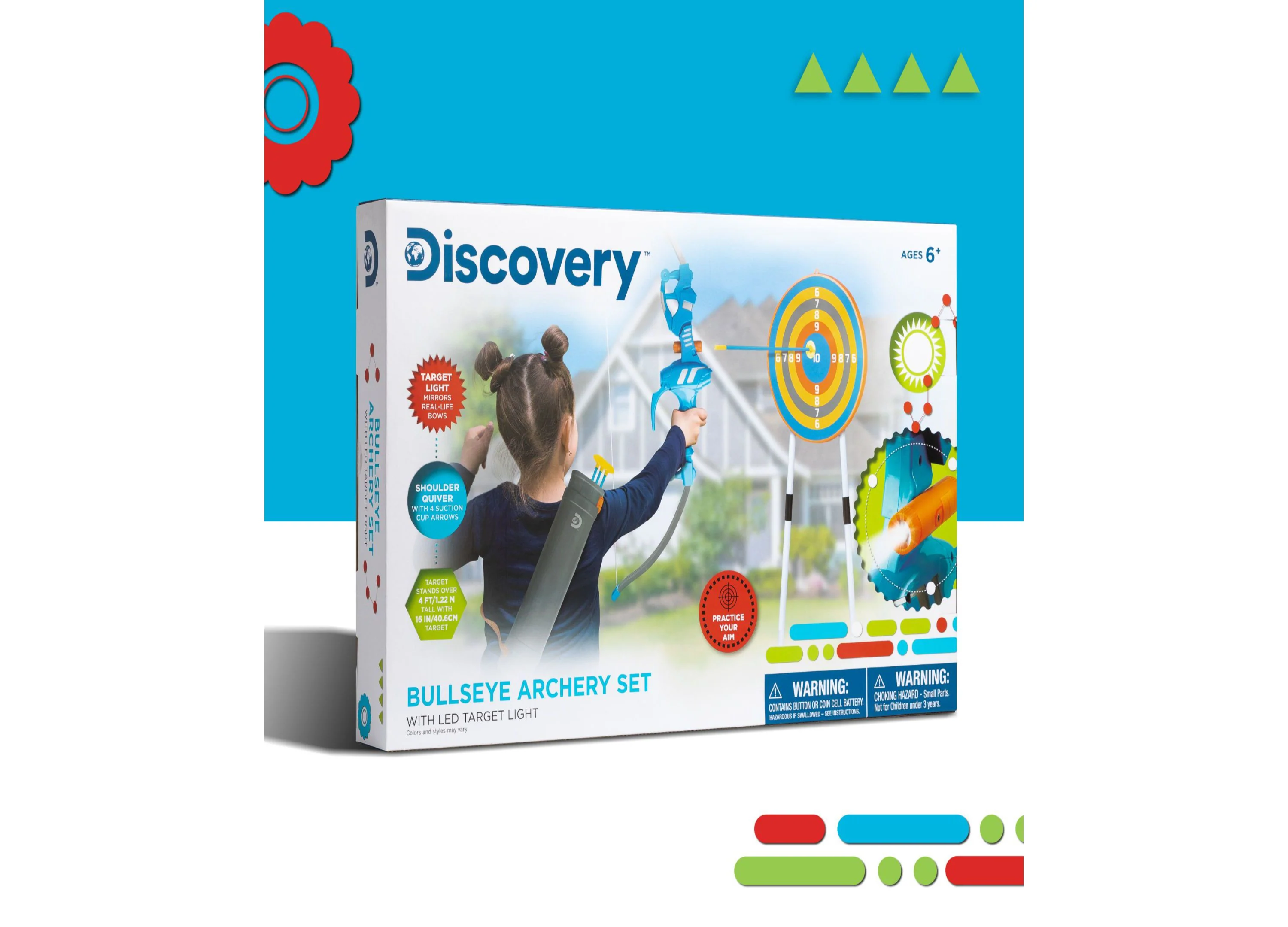 Discovery Kids LED Light-Up Bullseye Archery Set with Stand and Quiver - Image 2