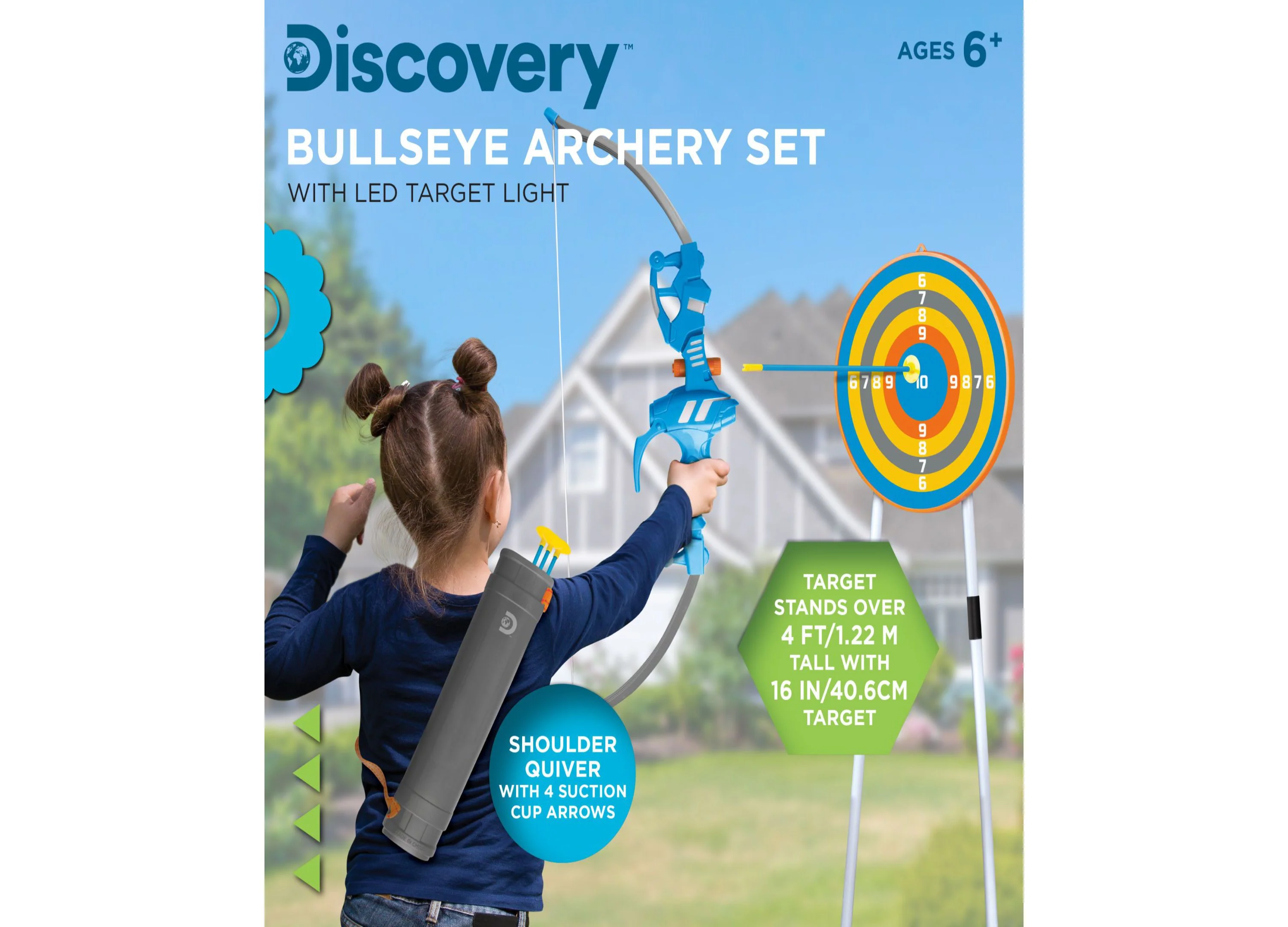 Discovery Kids LED Light-Up Bullseye Archery Set with Stand and Quiver - Image 5