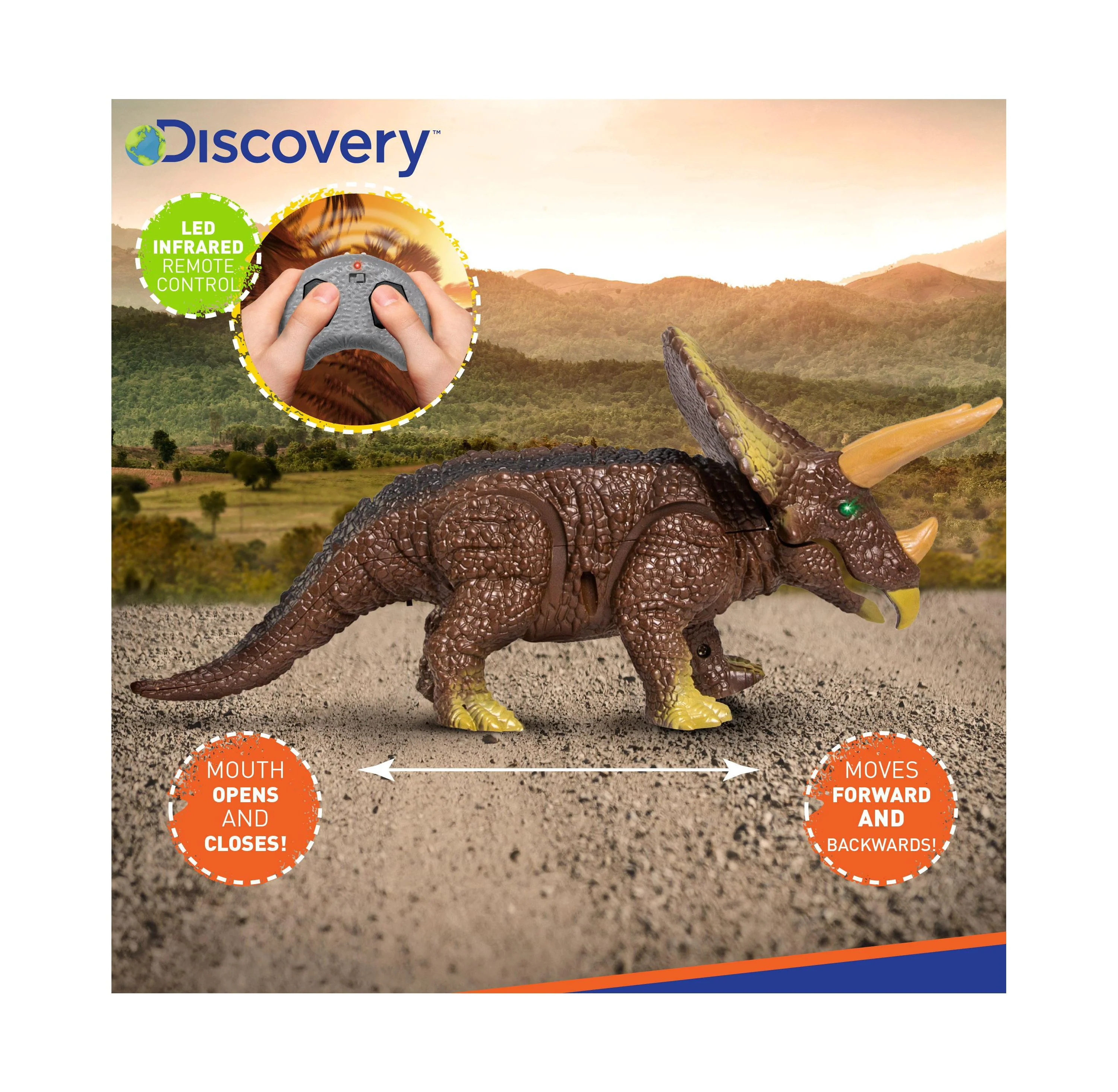 Discovery Kids Remote Control Triceratops Dinosaur, Interactive Toy - Image 5