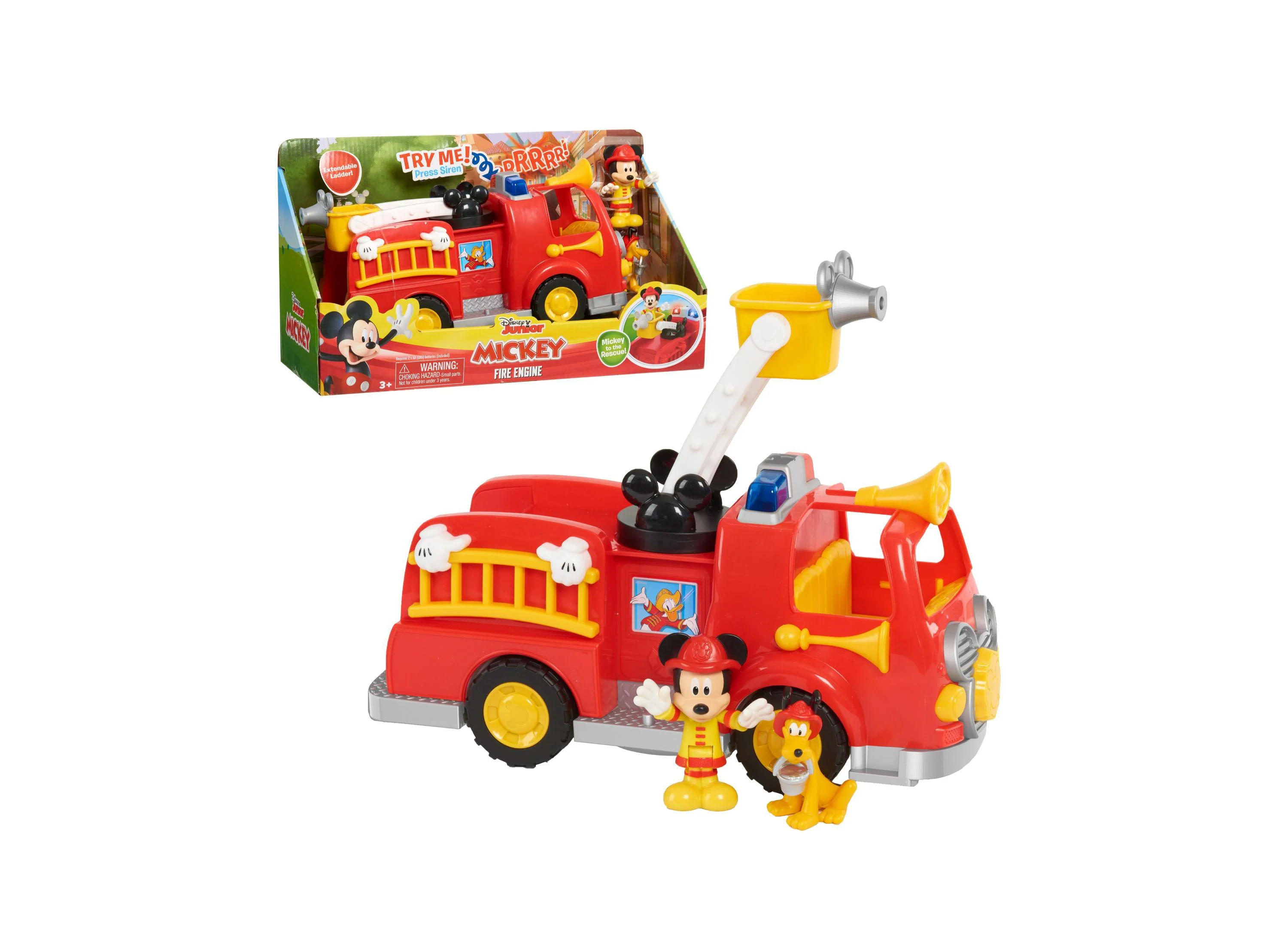 Disney Mickey Mouse Clubhouse Fire Engine with Mickey and Pluto Figures - Image 4