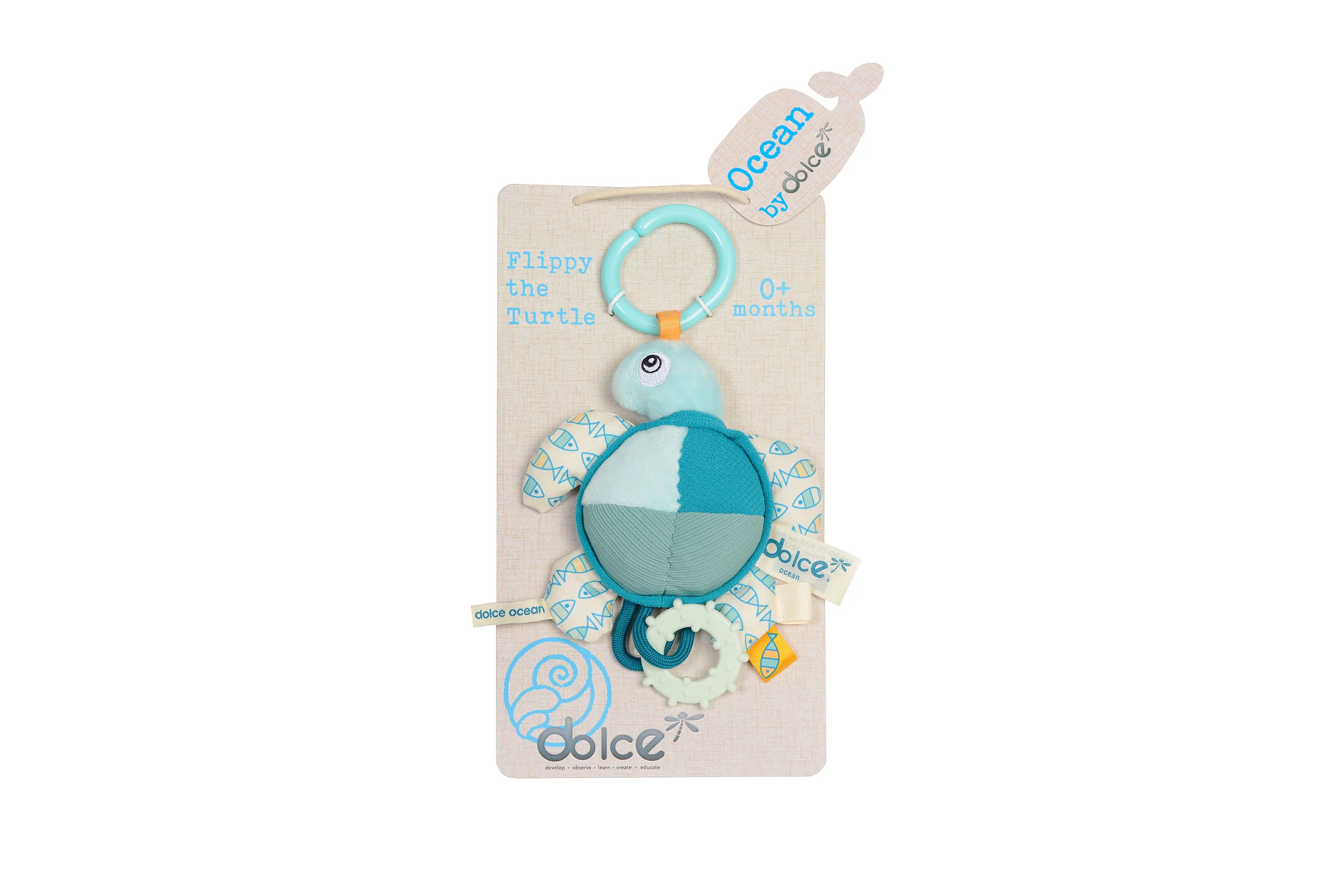 Dolce Flippy the Turtle - Textured, Interactive Plush Toy