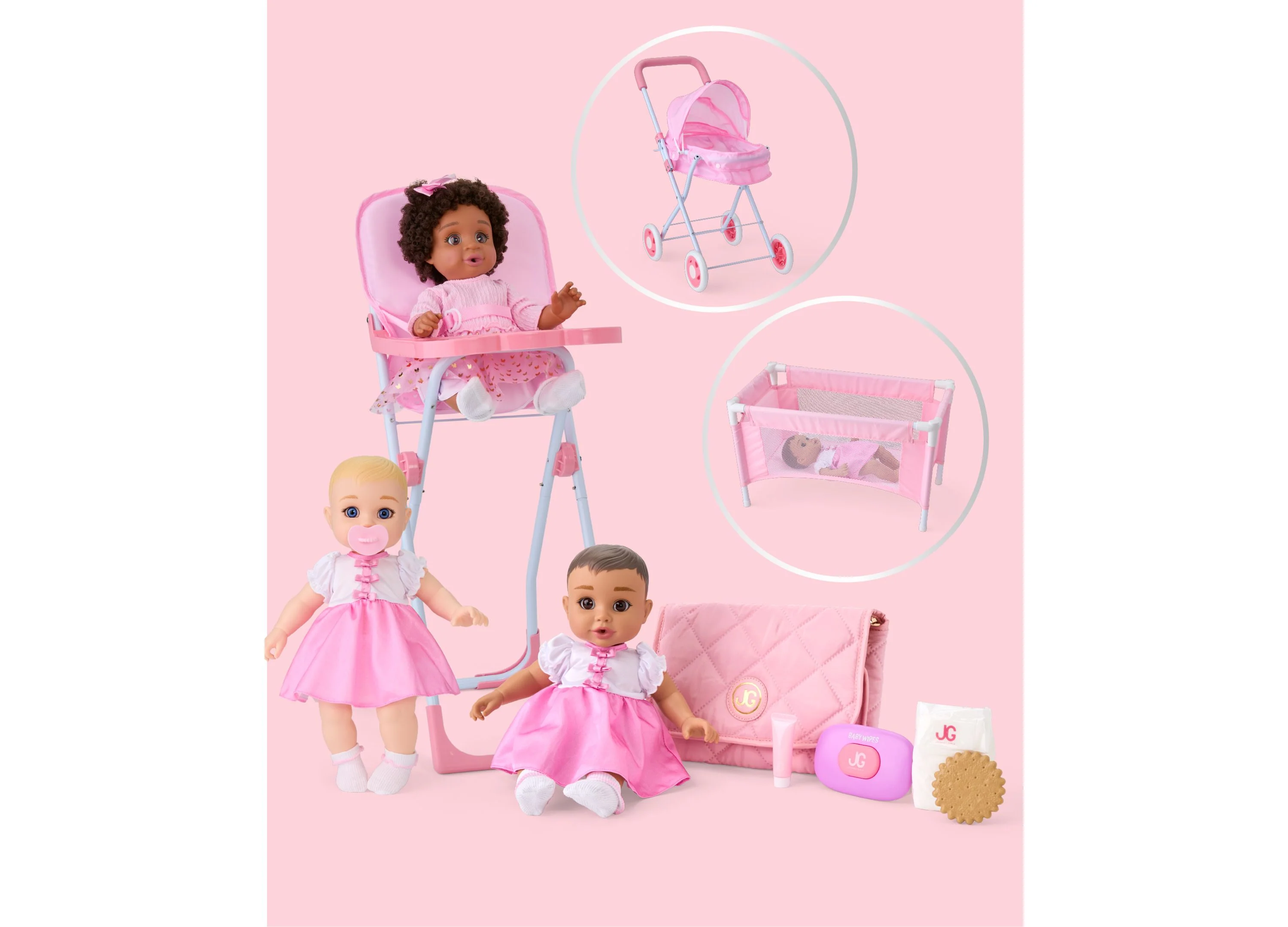 Journey Girls Quilted Designer-Inspired Doll Diaper Bag Playset - Image 5
